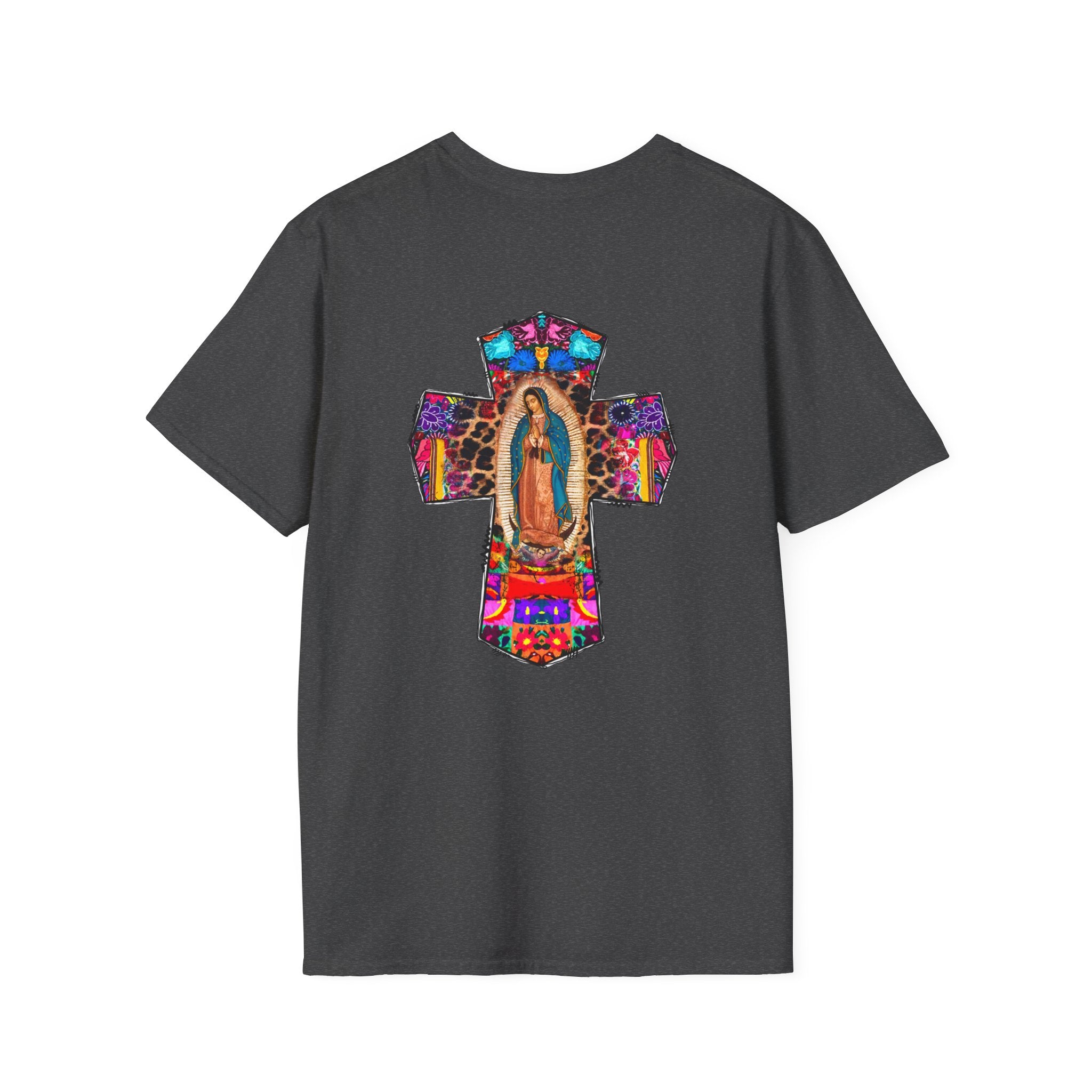 Our Lady of Guadalupe Cross T-Shirt — Colorful Mexican Folk Art Tee
