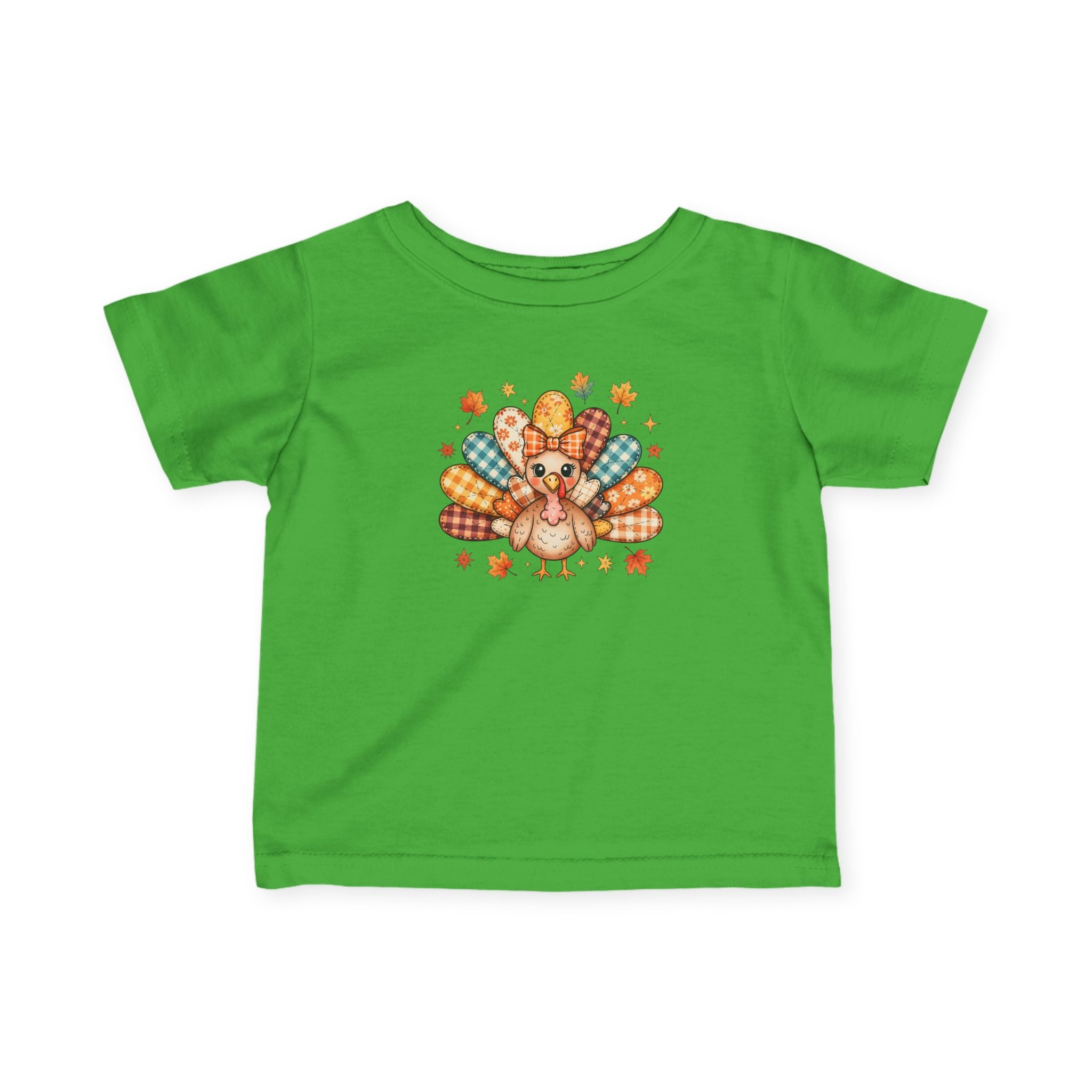 Infant Tee — Cute Thanksgiving Patchwork Turkey Baby Shirt