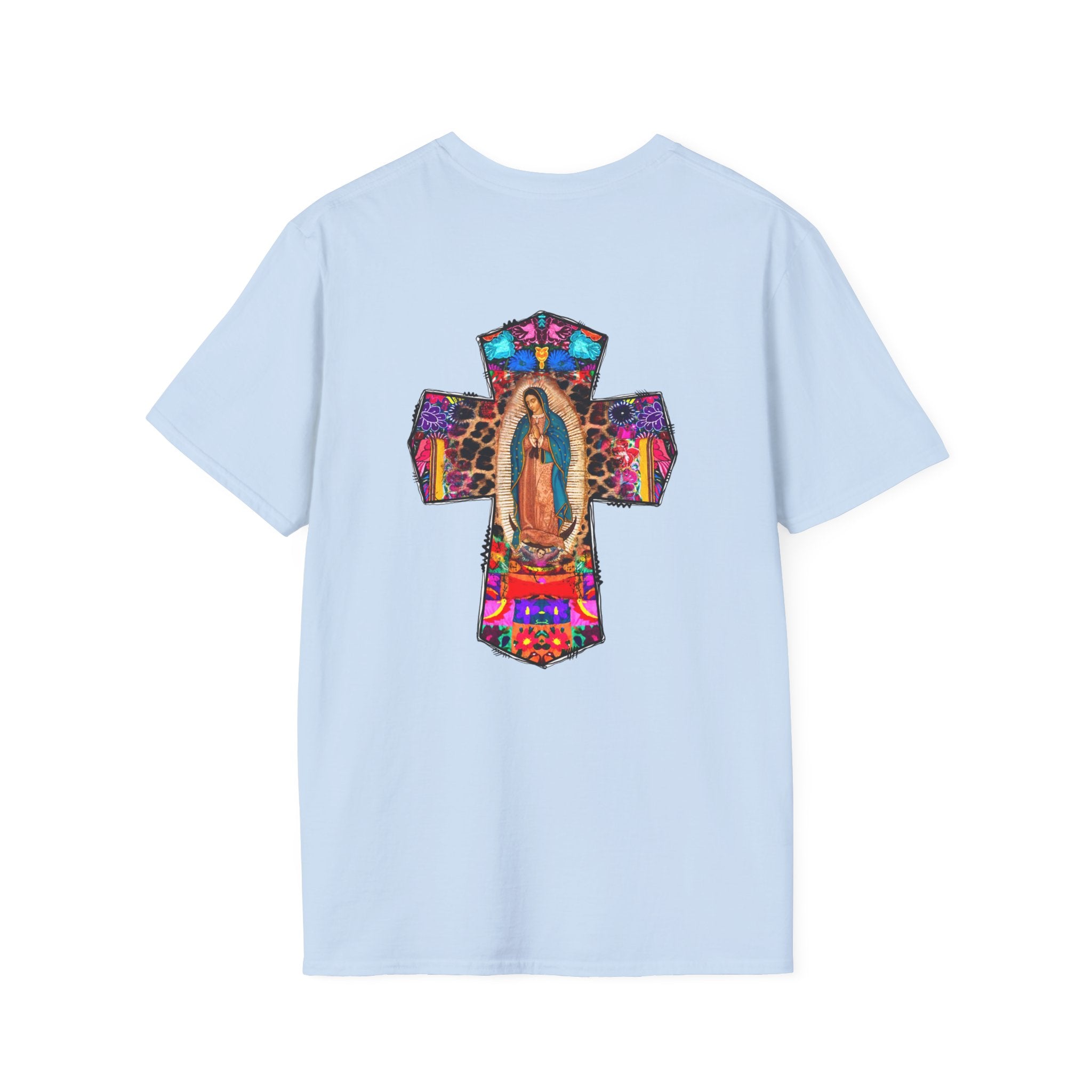 Our Lady of Guadalupe Cross T-Shirt — Colorful Mexican Folk Art Tee