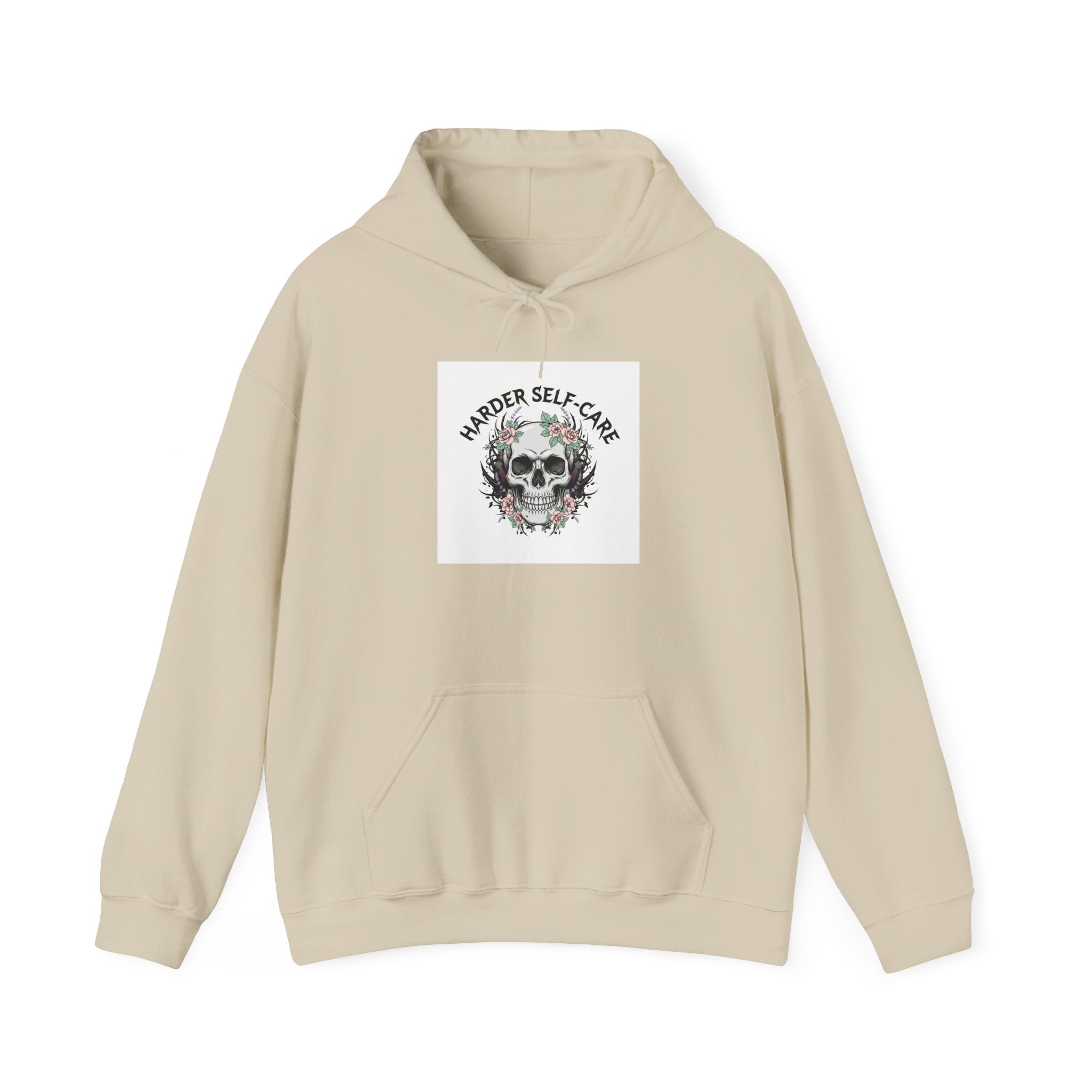 Harder Self-Care Hoodie | metal font shirt, gothic wellness quote