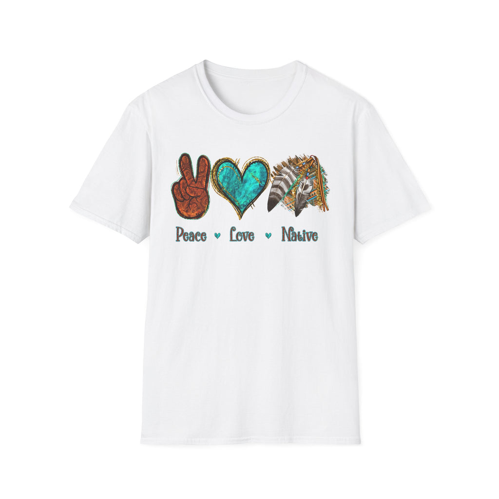 Peace Love Native T-Shirt — Boho Tribal Teal Heart Graphic Tee
