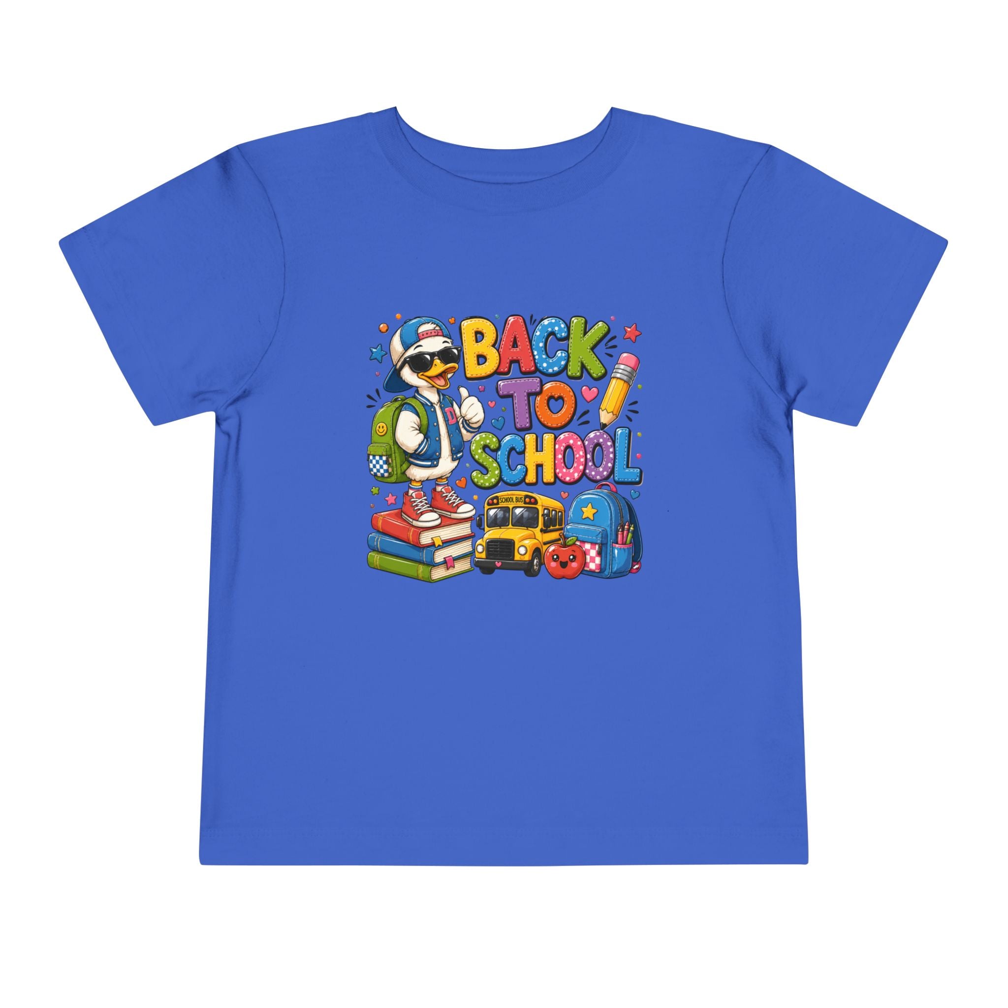 Back to School Toddler Tee — Cute Penguin School Bus Design