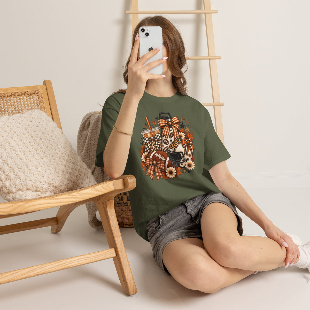 Fall Cozy Coffee T-Shirt — Pumpkin Spice, Plaid Bows & Floral Autumn Graphic Tee