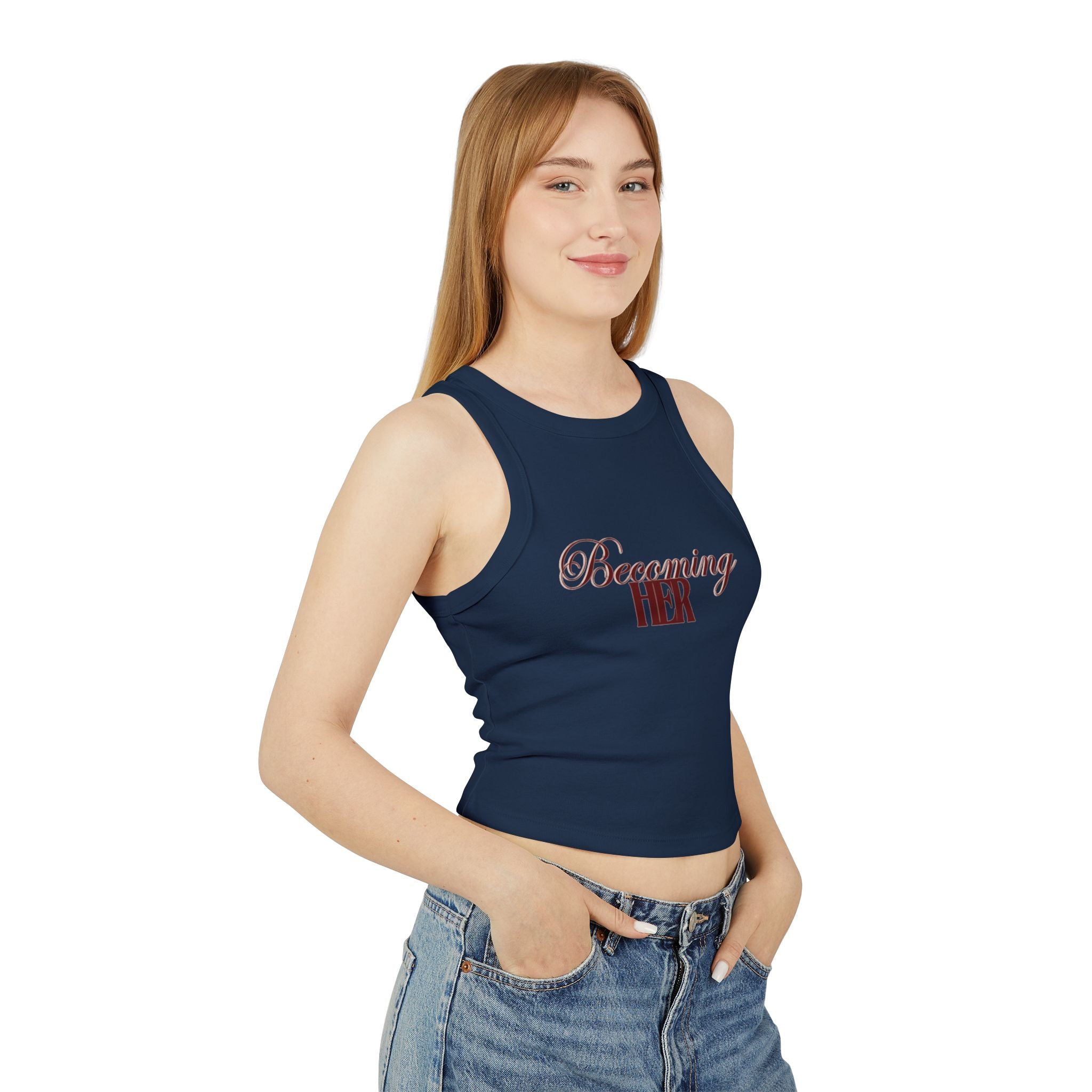 Becoming Her Racer Tank Top — Women's Empowerment Cropped Tank