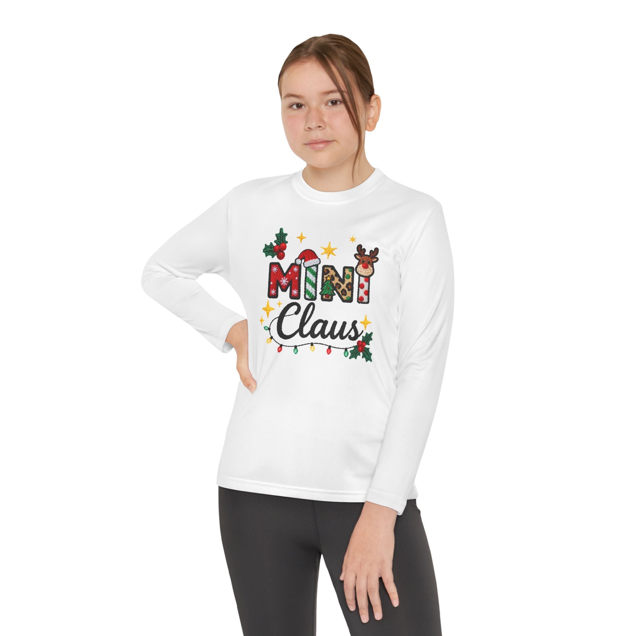 Mini Claus Youth Long Sleeve Tee — Cute Kids Christmas Holiday Shirt