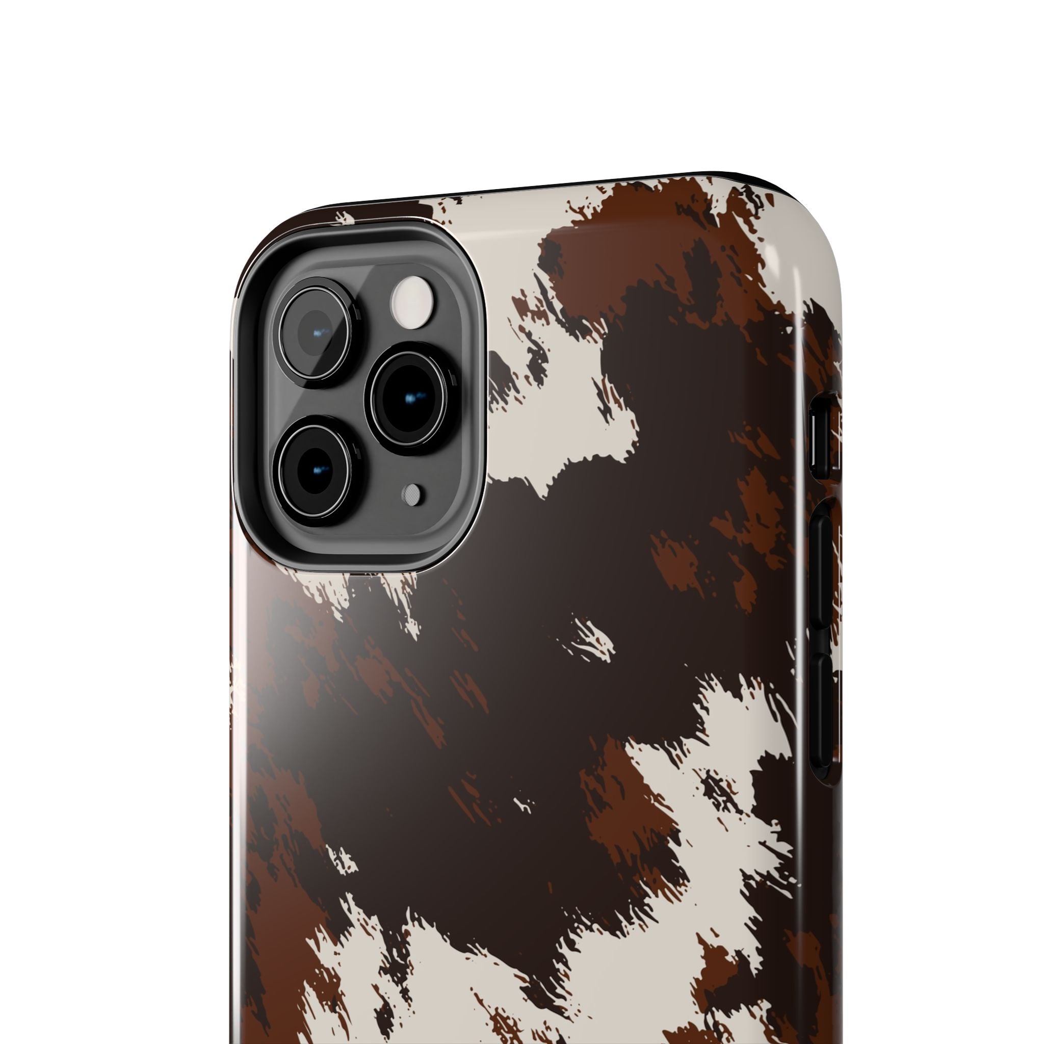 Cowhide Print Tough Phone Case — Brown & White Western Rugged Protection