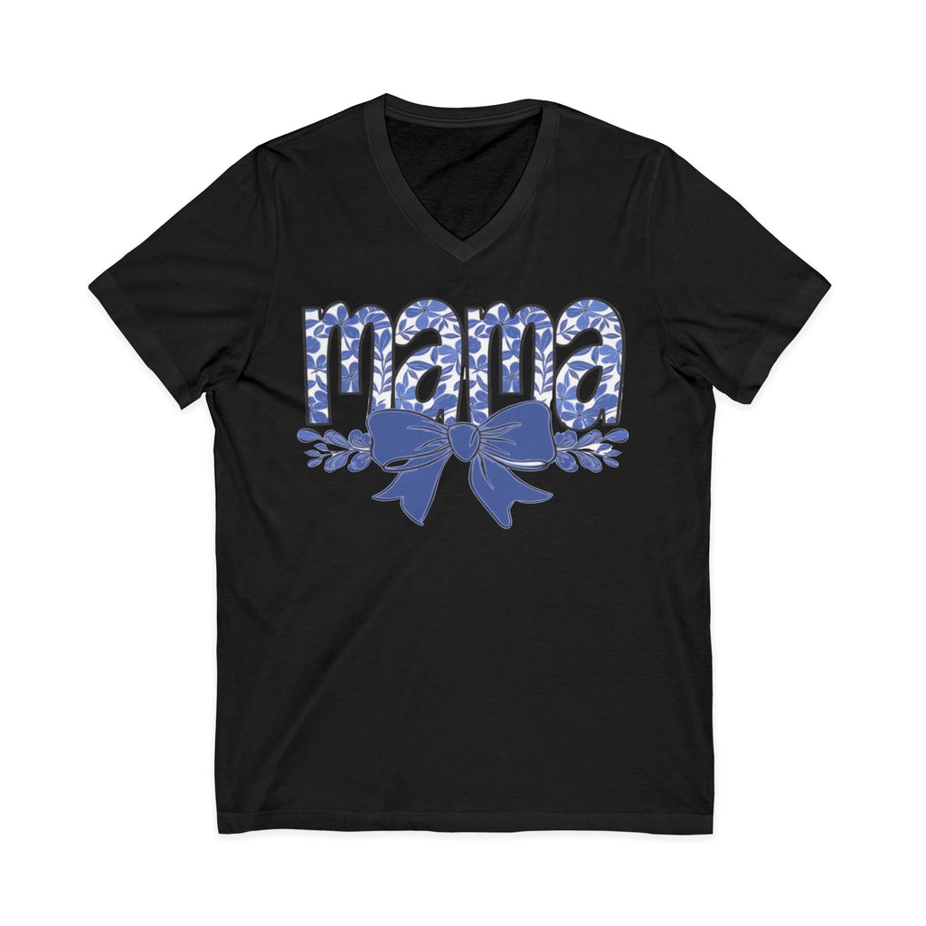 Mama Floral Bow V-Neck Tee — Mothers Day Gift Tee