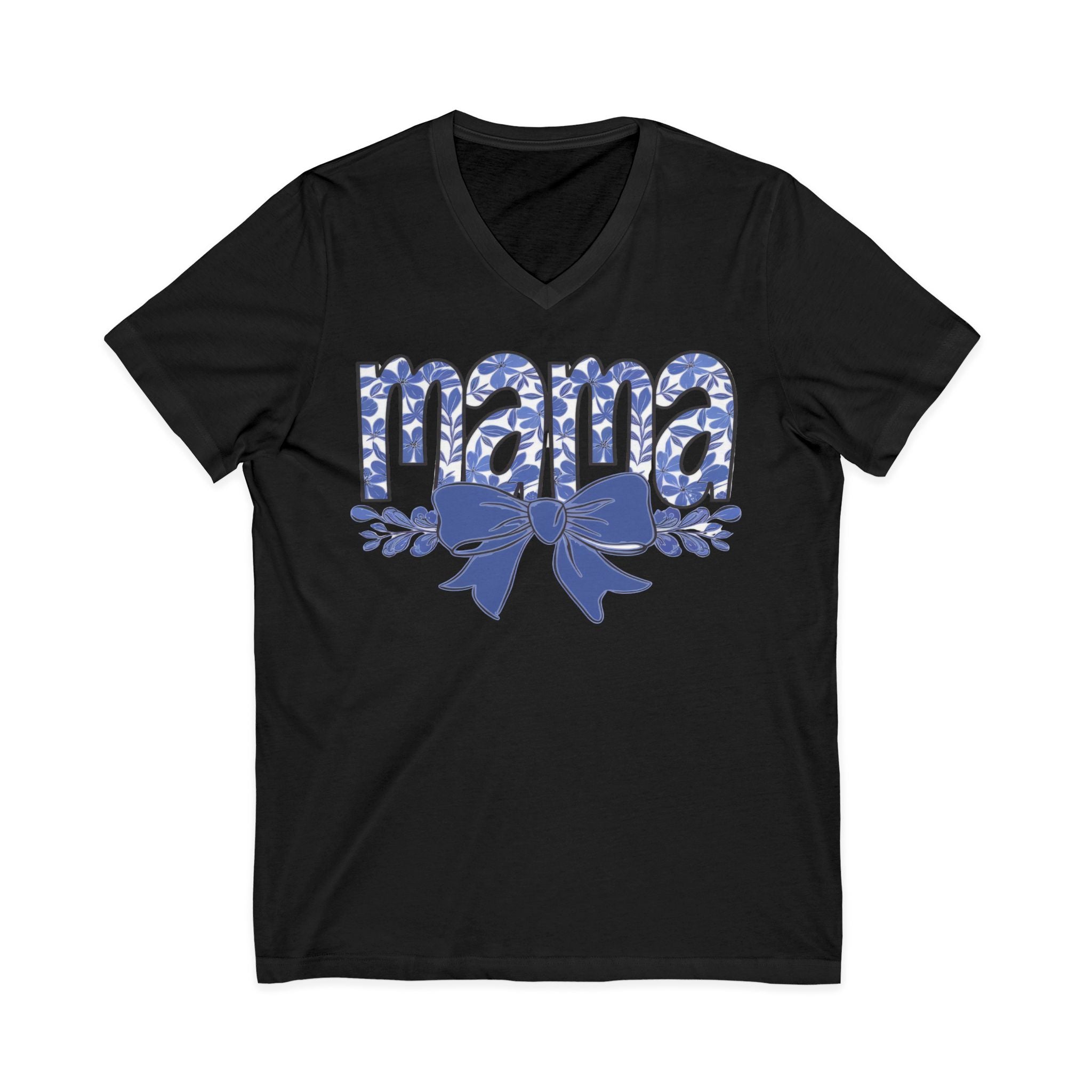 Mama Floral Bow V-Neck Tee — Mothers Day Gift Tee
