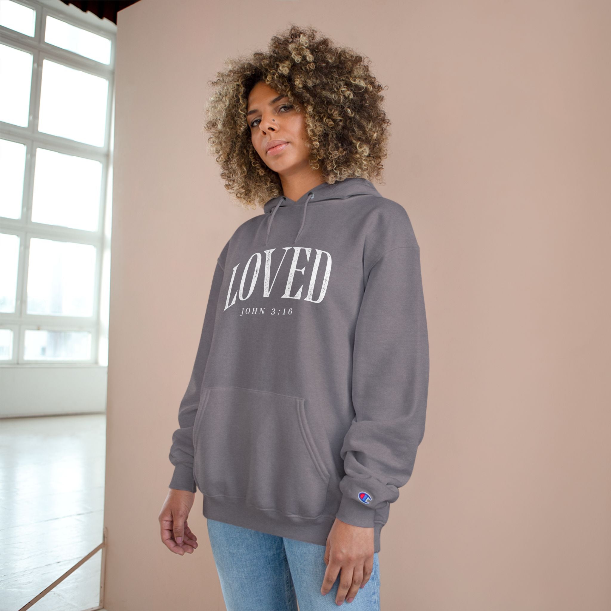 Loved Hoodie — 'Loved' Christian Scripture Sweatshirt (John 3:16)