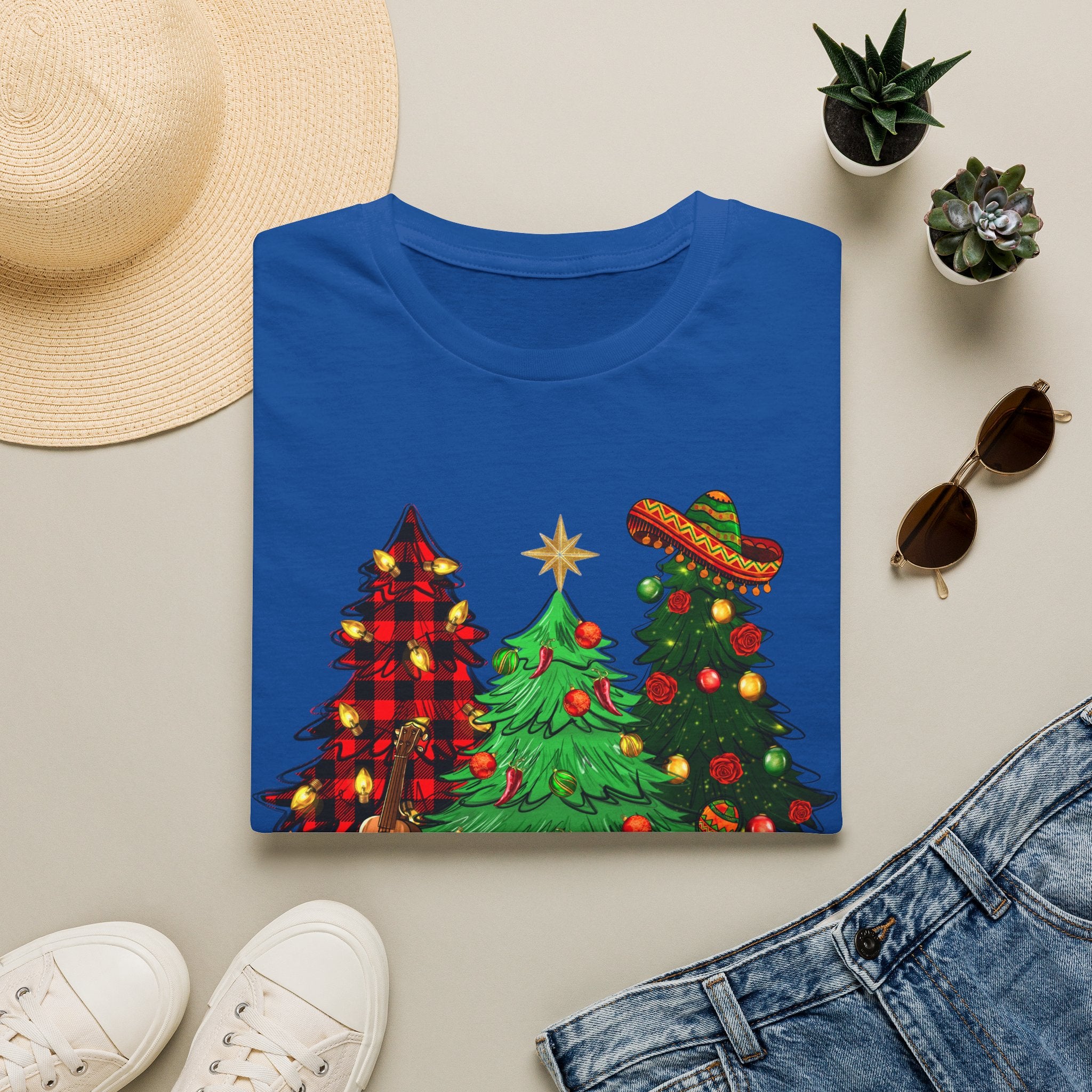 Feliz Navidad Christmas Trees T-Shirt — Festive Mexican Holiday Tee