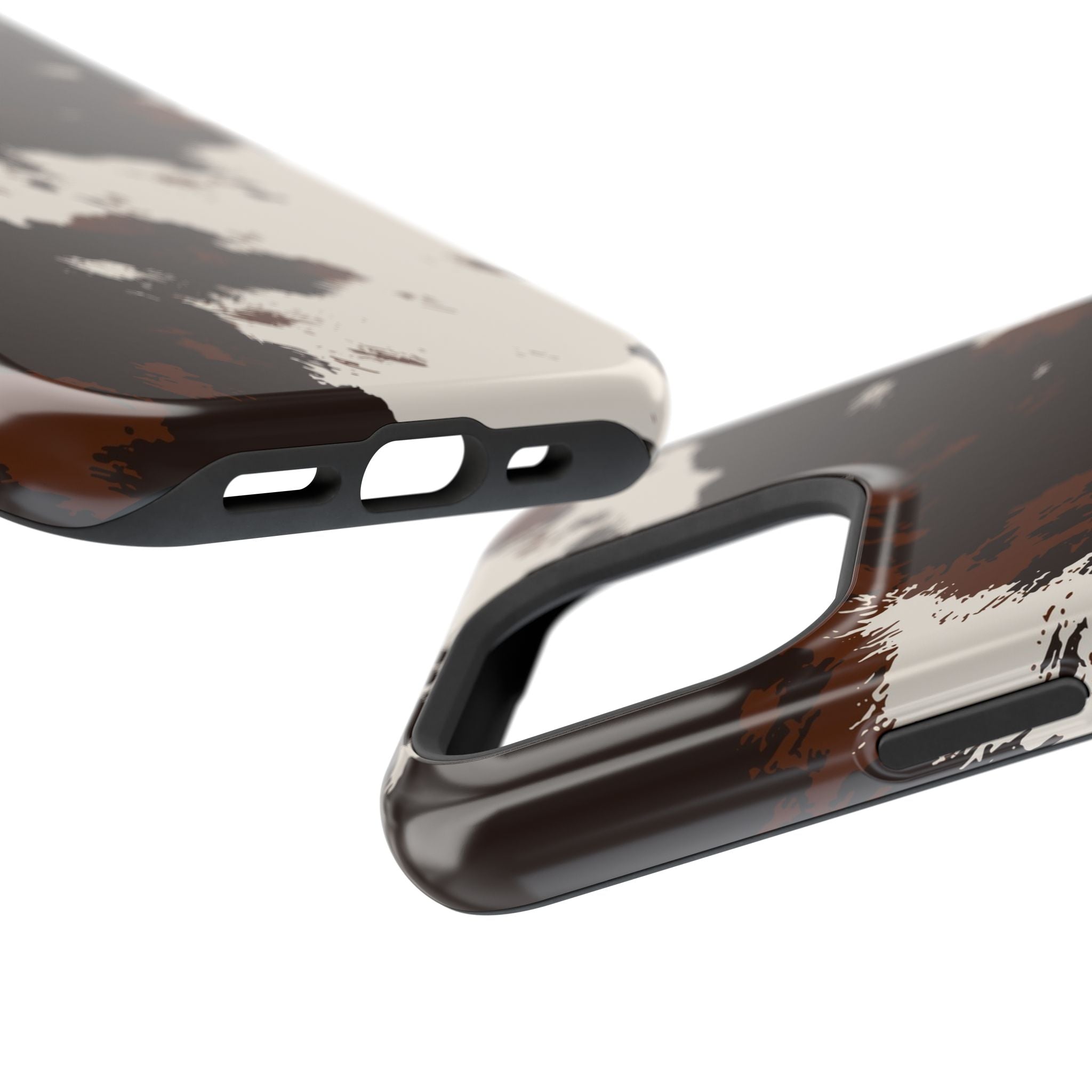 Cowhide Print Impact Phone Case — Brown & Cream Protective Cover