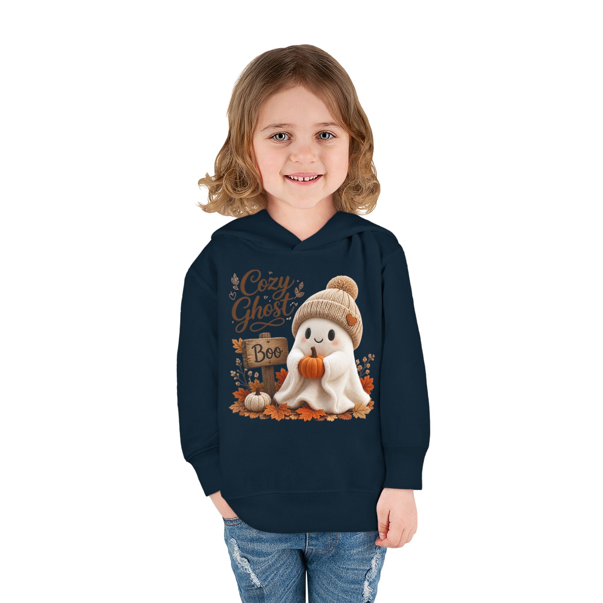 Toddler Hoodie – 'Cozy Ghost' Fall Halloween Pullover