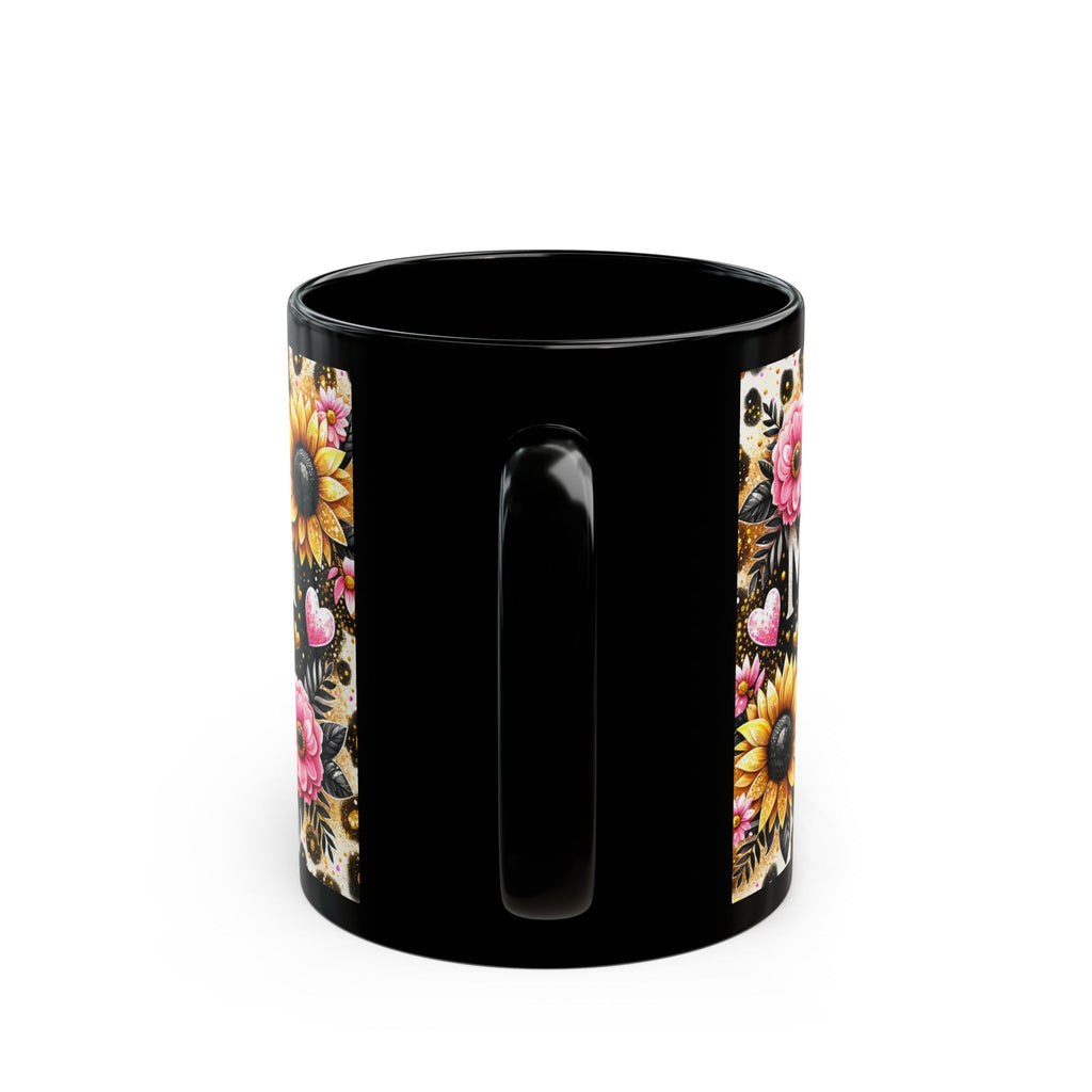 Mom Life Leopard Sunflower Black Ceramic Mug (11oz/15oz)
