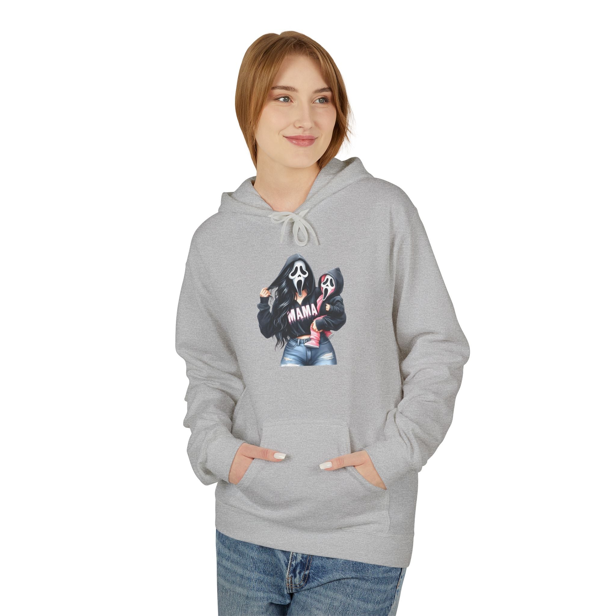 Street Style Graphic Hoodie — Woman in Leather Jacket Design