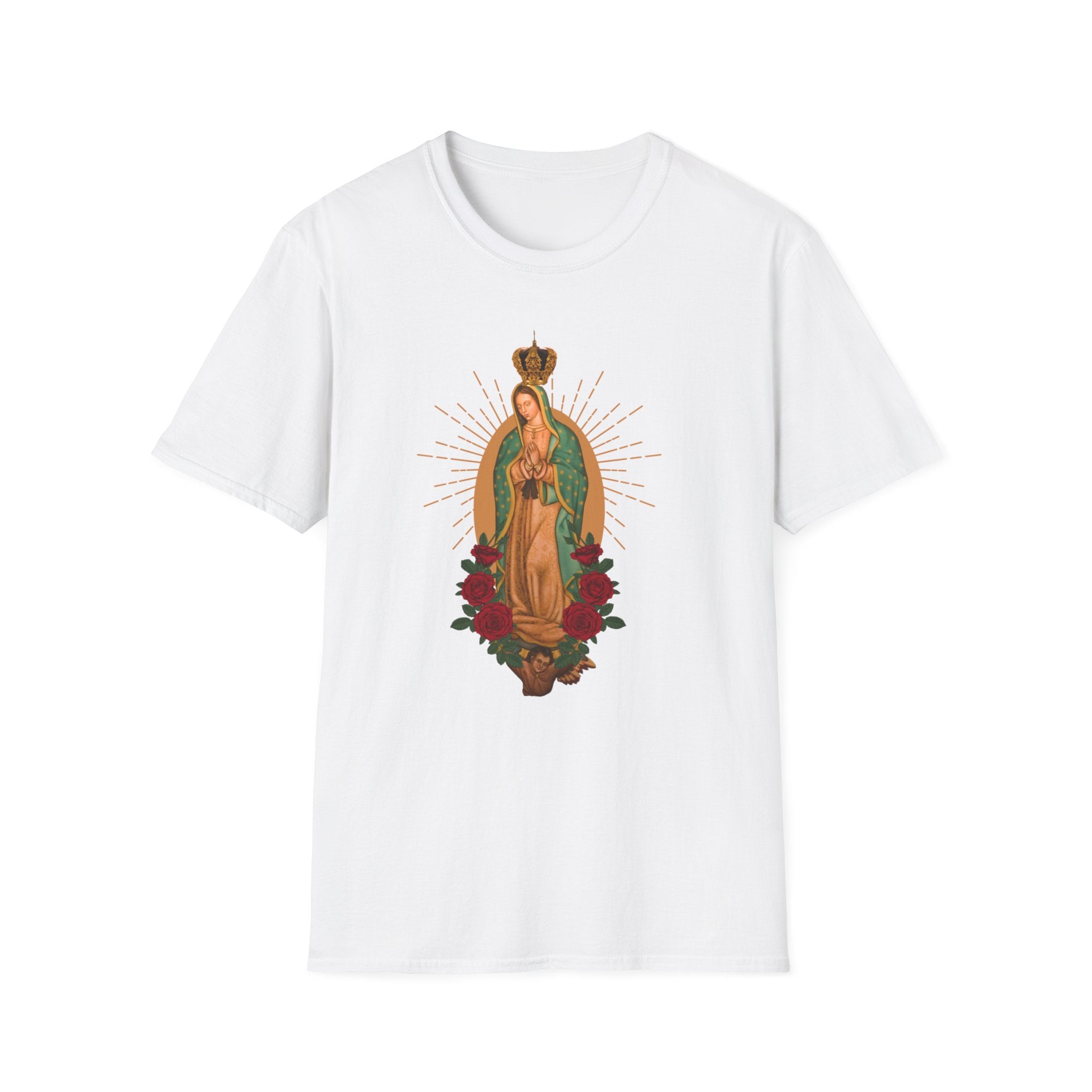 Our Lady of Guadalupe illustration T-Shirt | Virgin Mary, roses, devotional art