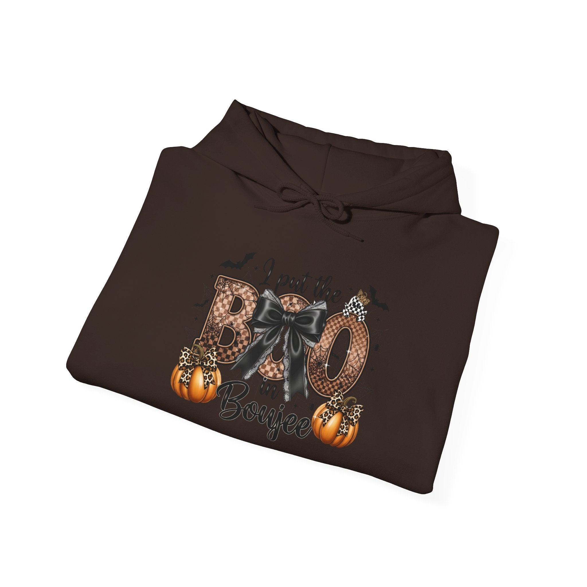 Halloween 'I Put the Boo in Boujee' Hoodie — Pumpkin Bat Spooky Chic Pullover