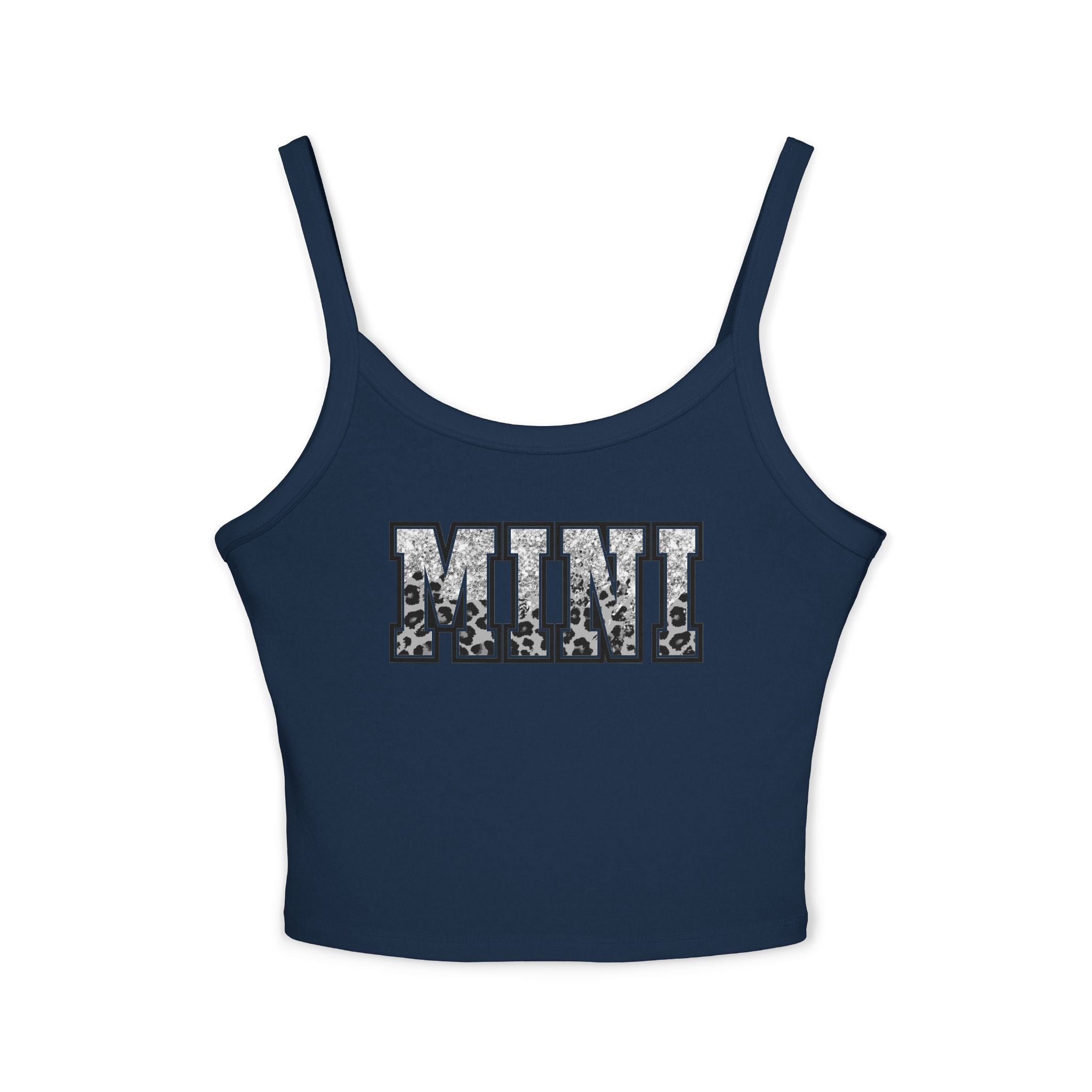 Mini Leopard Print Crop Tank Top — Women's Spaghetti Strap Graphic