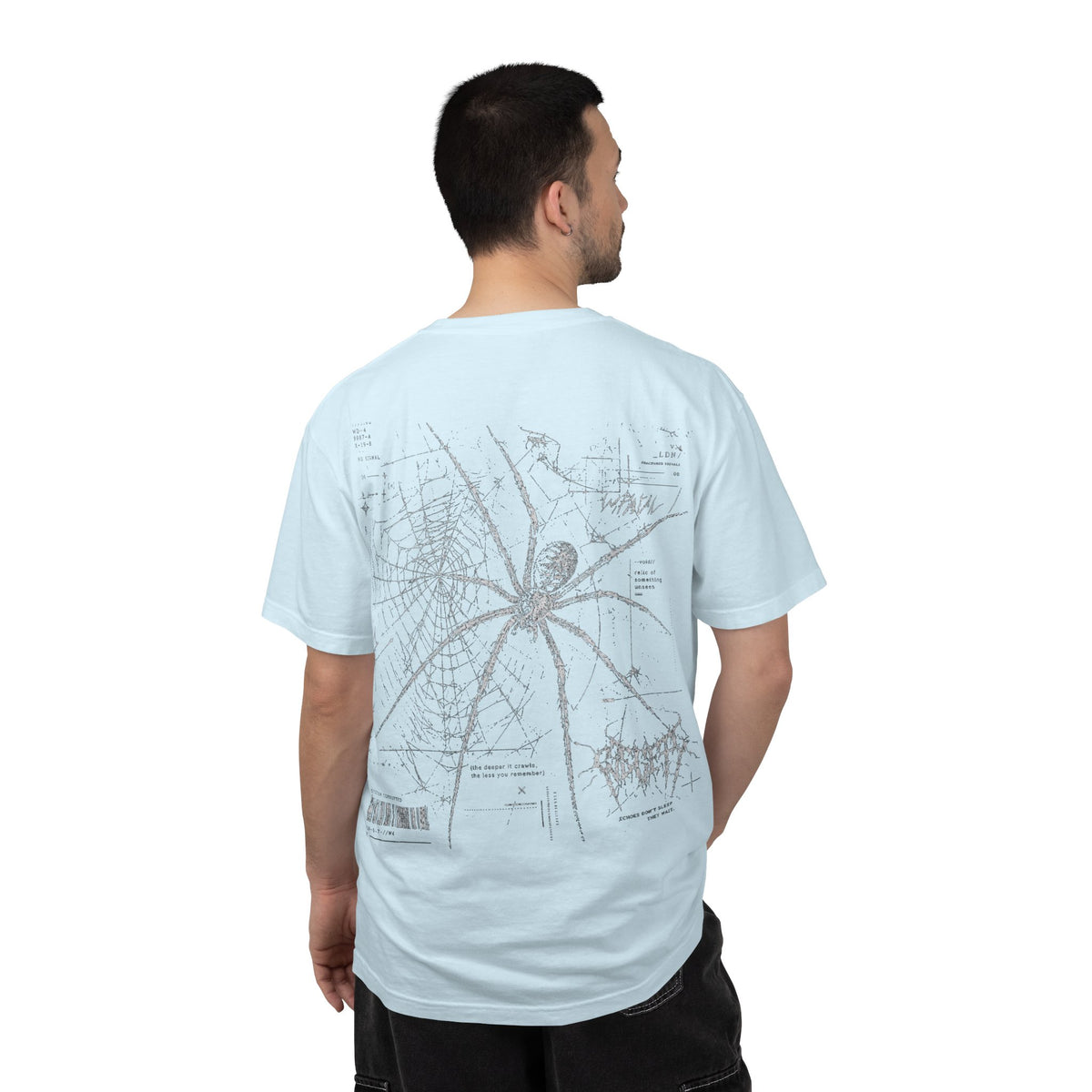 Spider Web Graphic T-Shirt — Vintage Gothic Arachnid Back Print