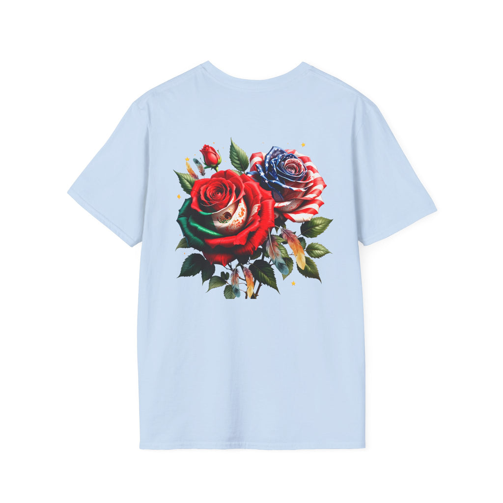 USA Mexico Flag T-Shirt — Small Crossed American & Mexican Flags Tee