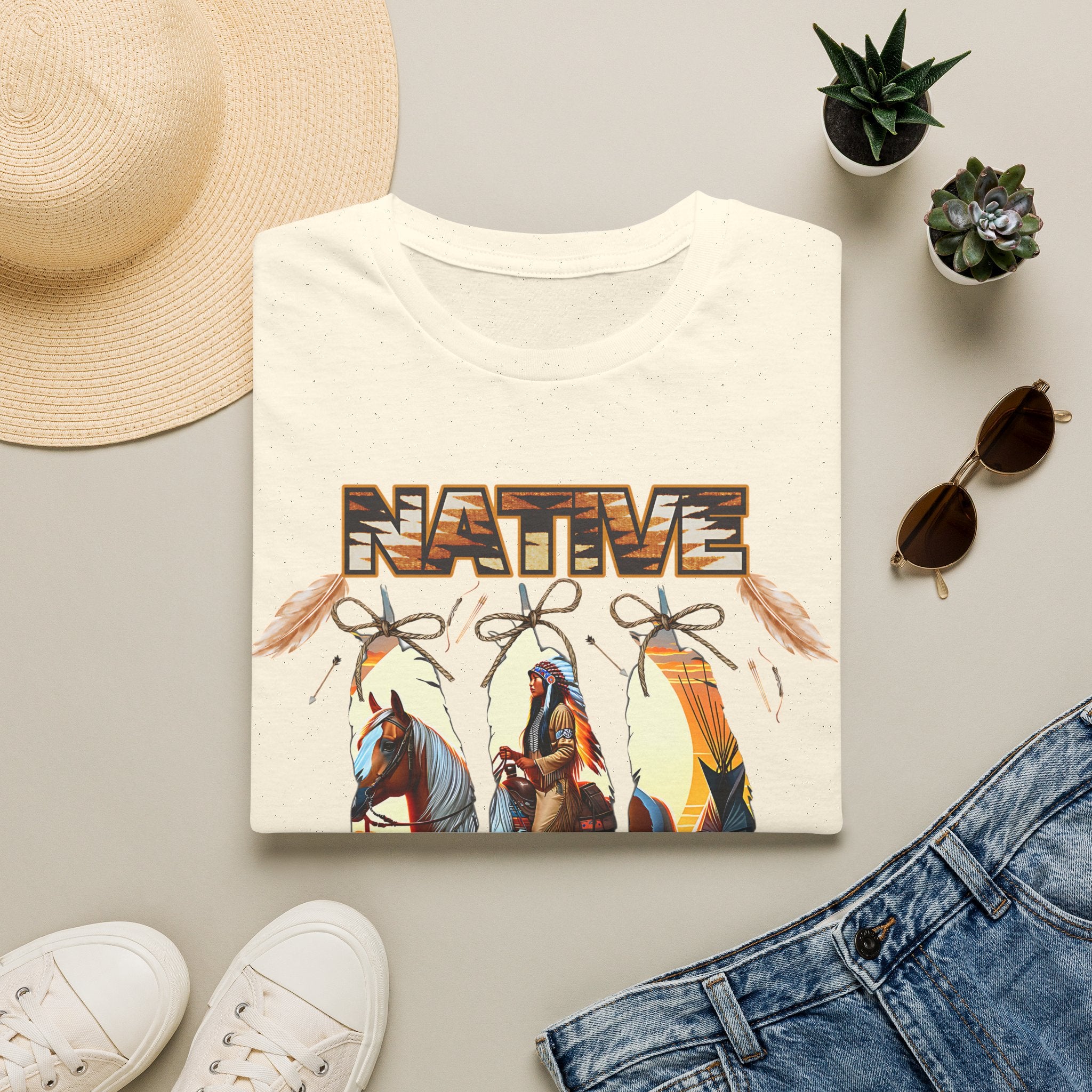 Native Proud T-Shirt — Tribal Feather Graphic Tee