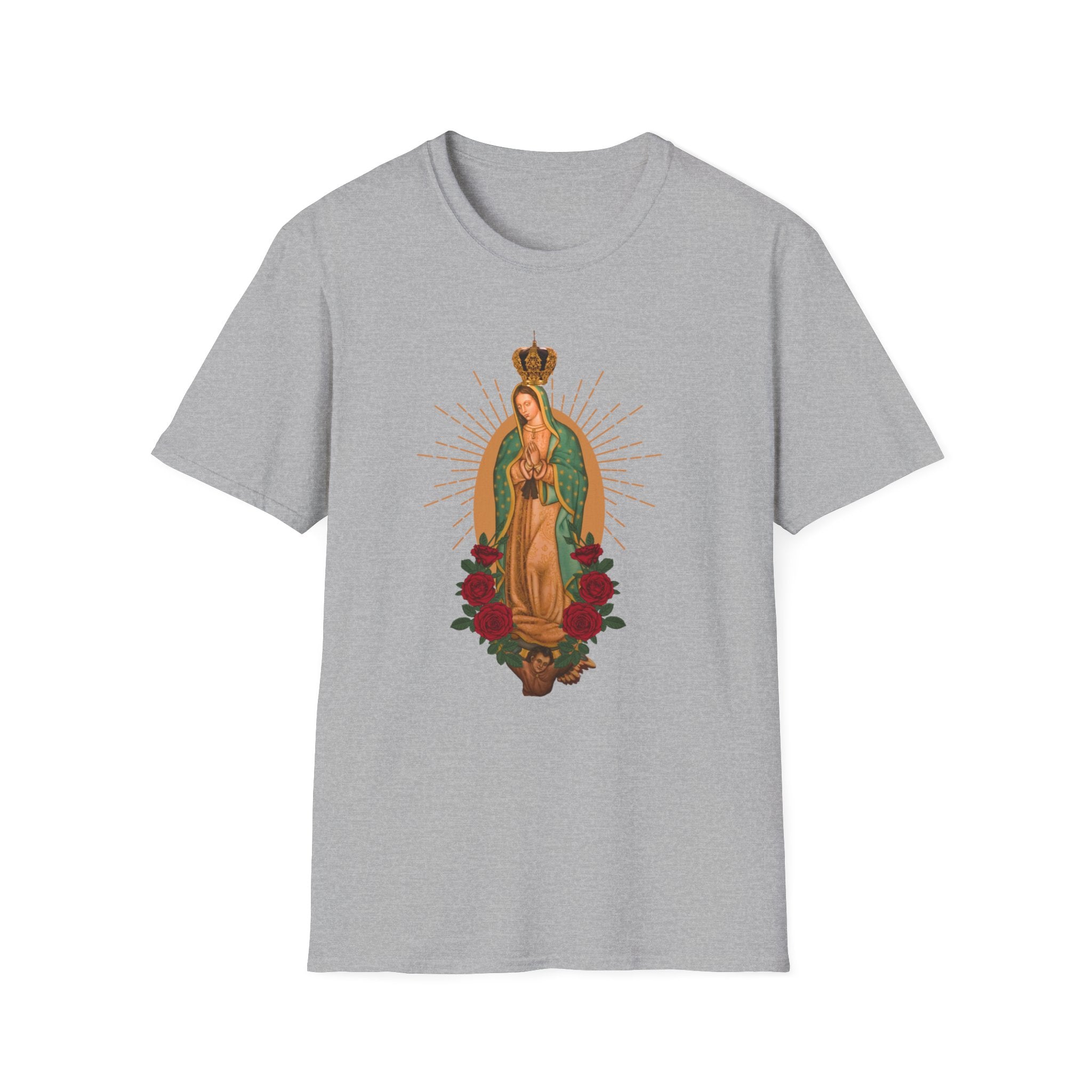 Our Lady of Guadalupe illustration T-Shirt | Virgin Mary, roses, devotional art