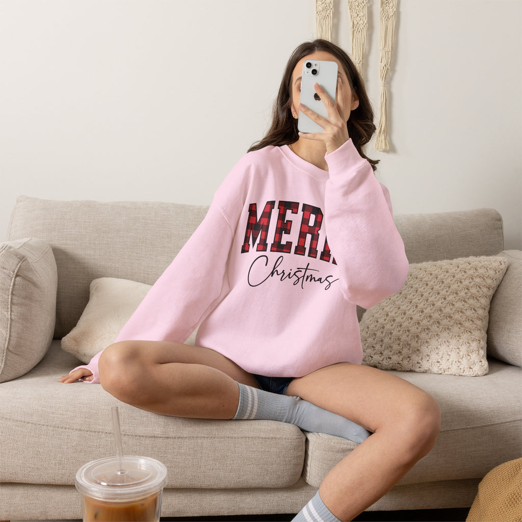 Christmas Plaid "Merry Christmas" Crewneck Sweatshirt
