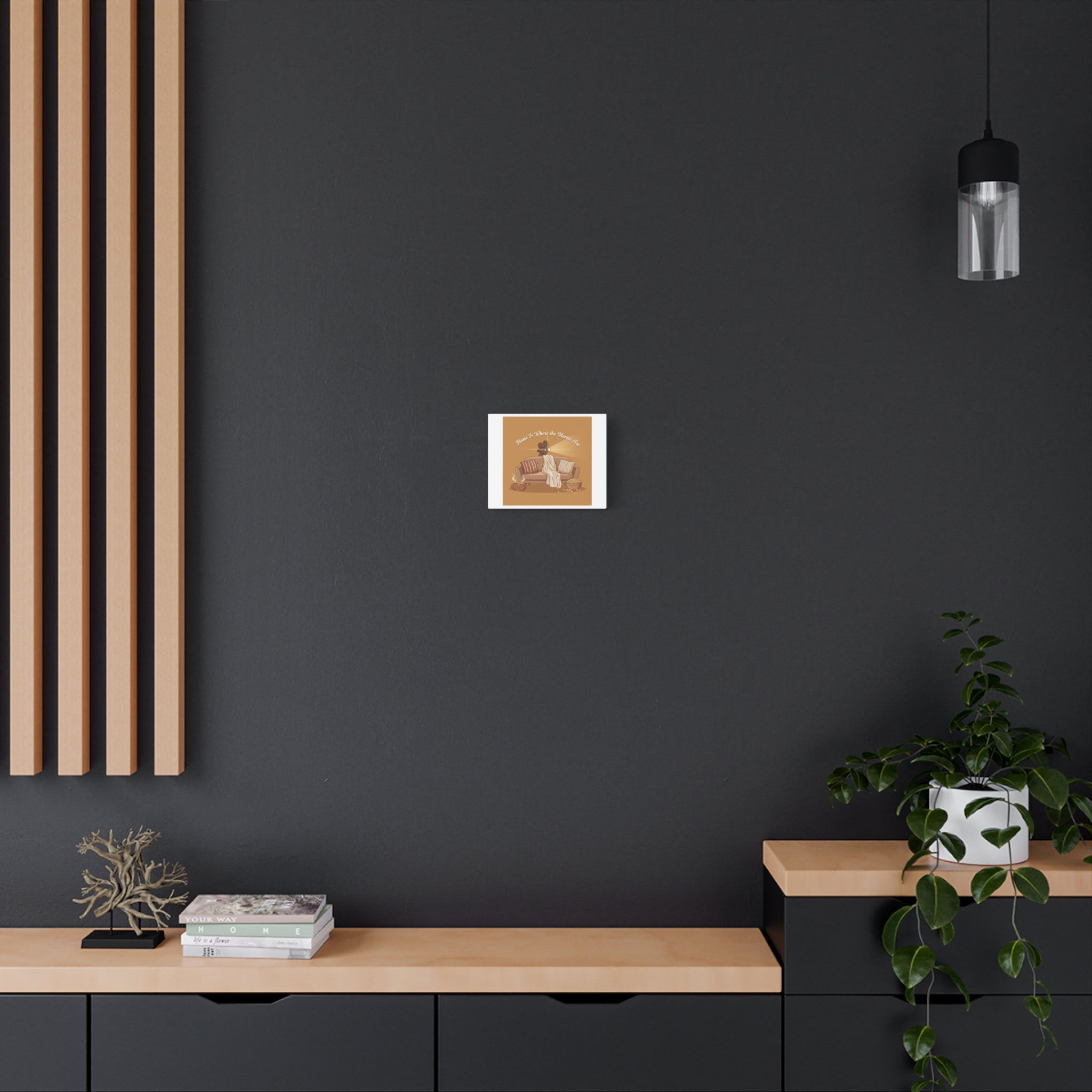 Home Is Where the Movies Are Canvas | cozy night art, home cinema decor