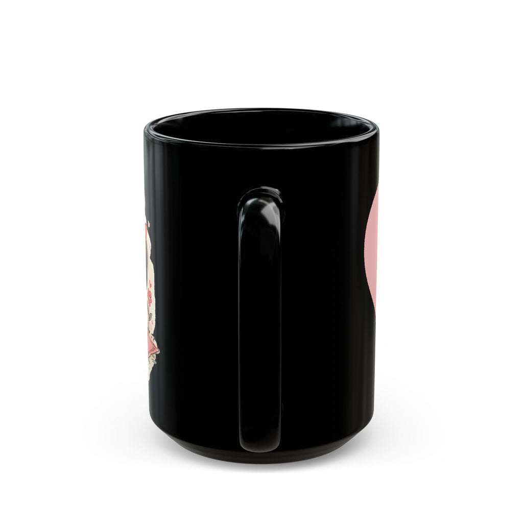 Snoopy Picnic with Girl Mug | Black Ceramic Coffee Cup