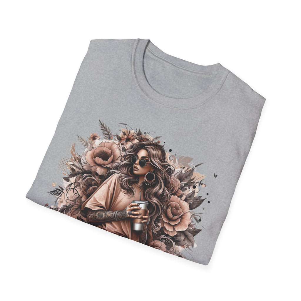 Graphic T-Shirt - 'Stay Humble' Floral Girl Vintage Coffee Tee