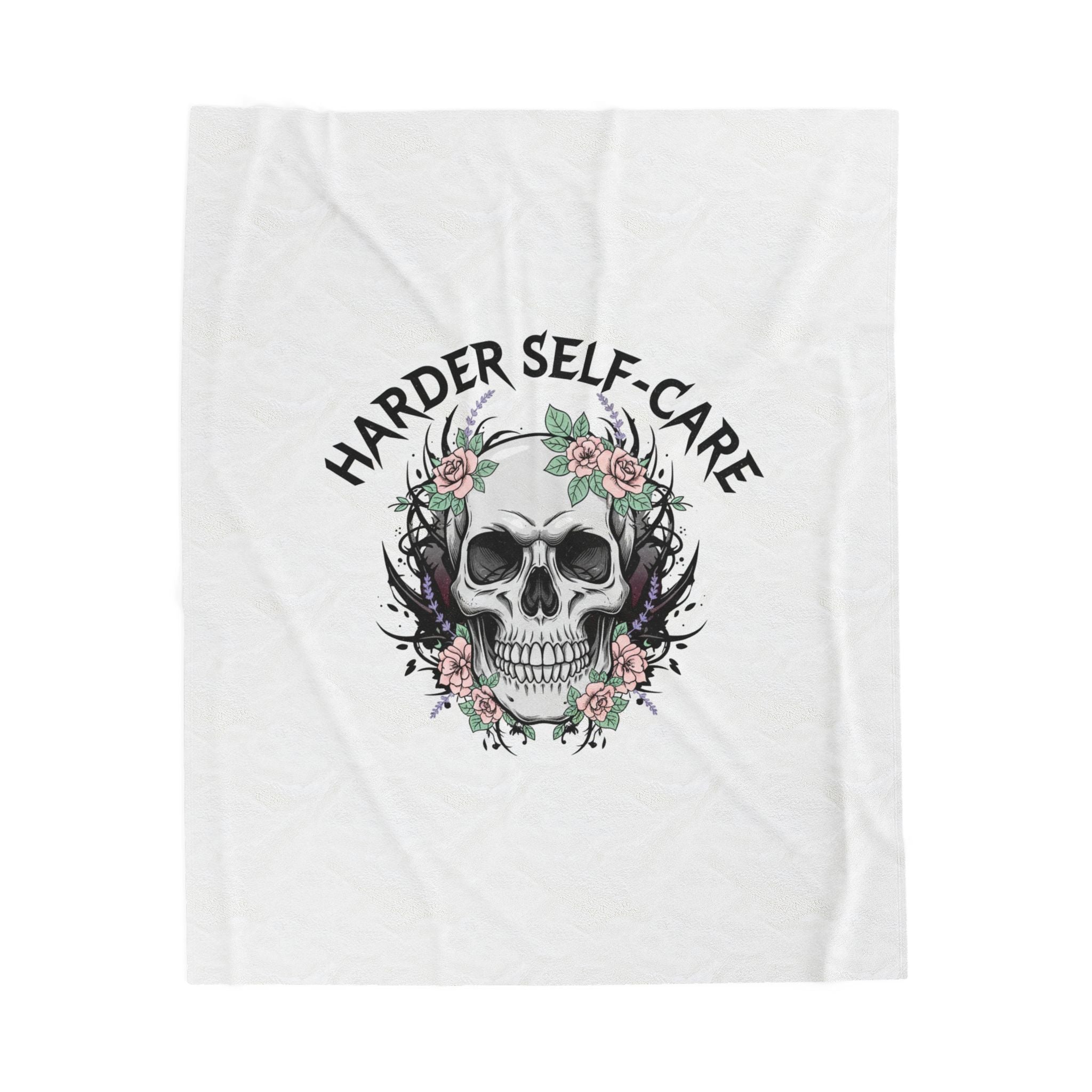 Harder Self-Care Skull Blanket | heavy metal wellness, gothic self-care