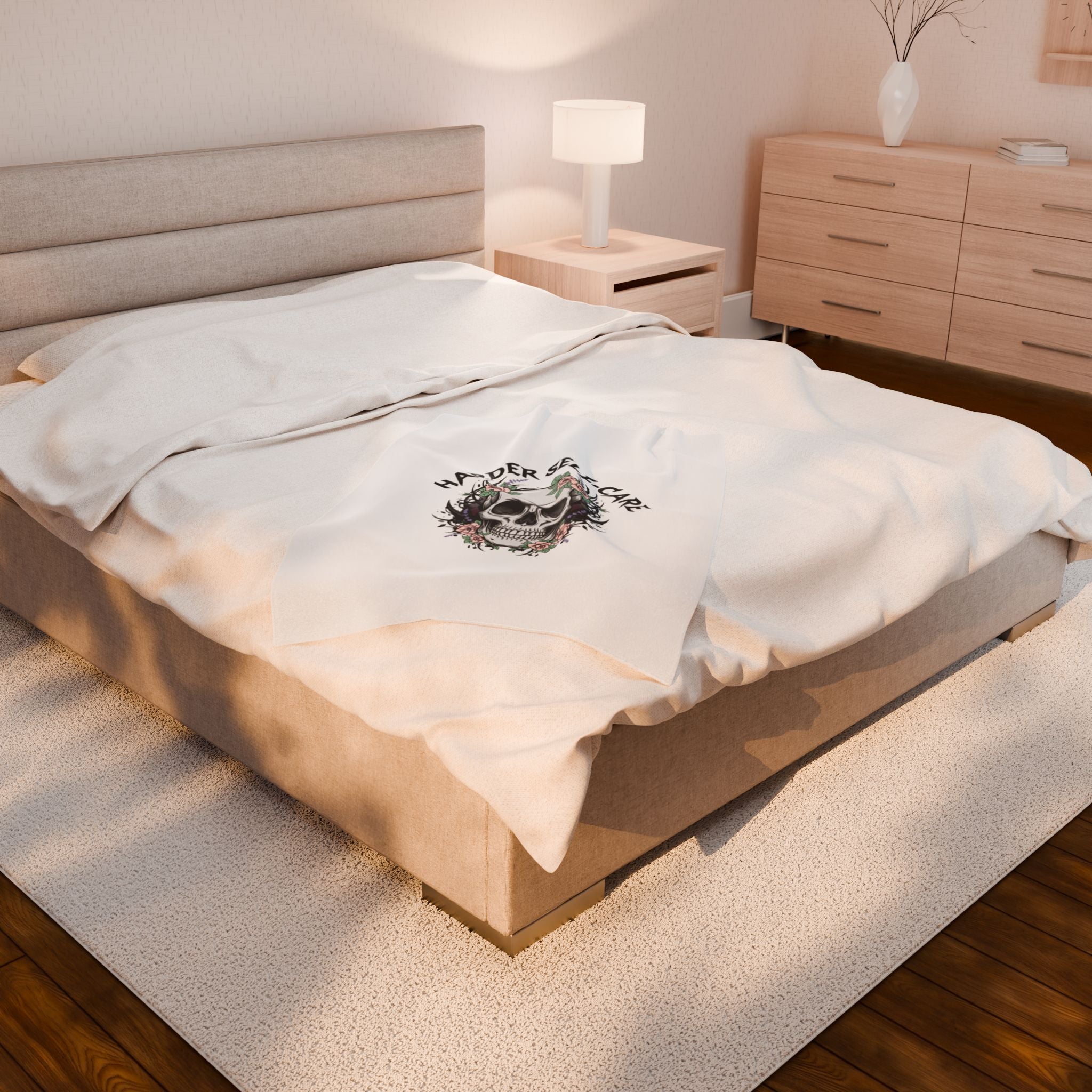 Harder Self-Care Skull Blanket | heavy metal wellness, gothic self-care