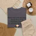 Funny Halloween Ghost T-Shirt — "Knees weak arms are heavy. Ready for it to be Halloween already. Or whatever Slim said."