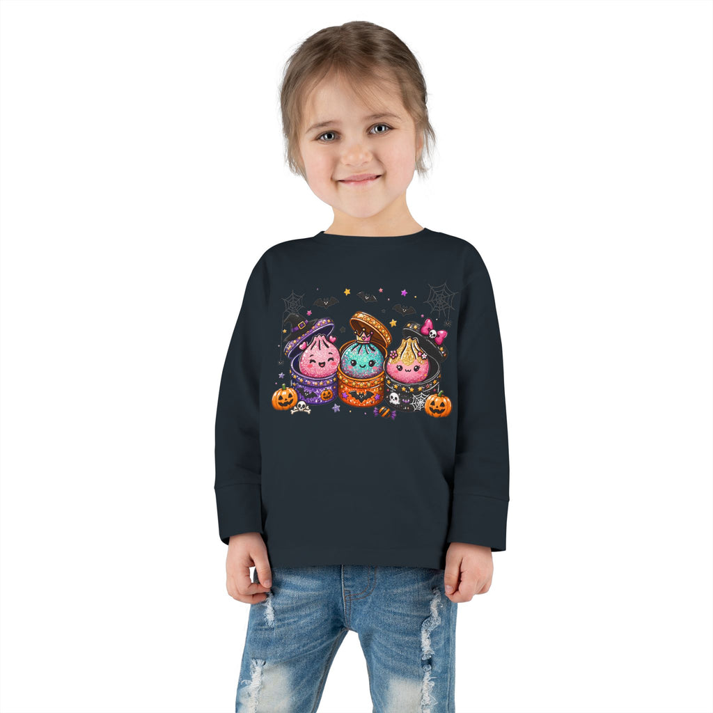 Toddler Long Sleeve Tee — Cute Halloween Cupcake Trio Costume Shirt
