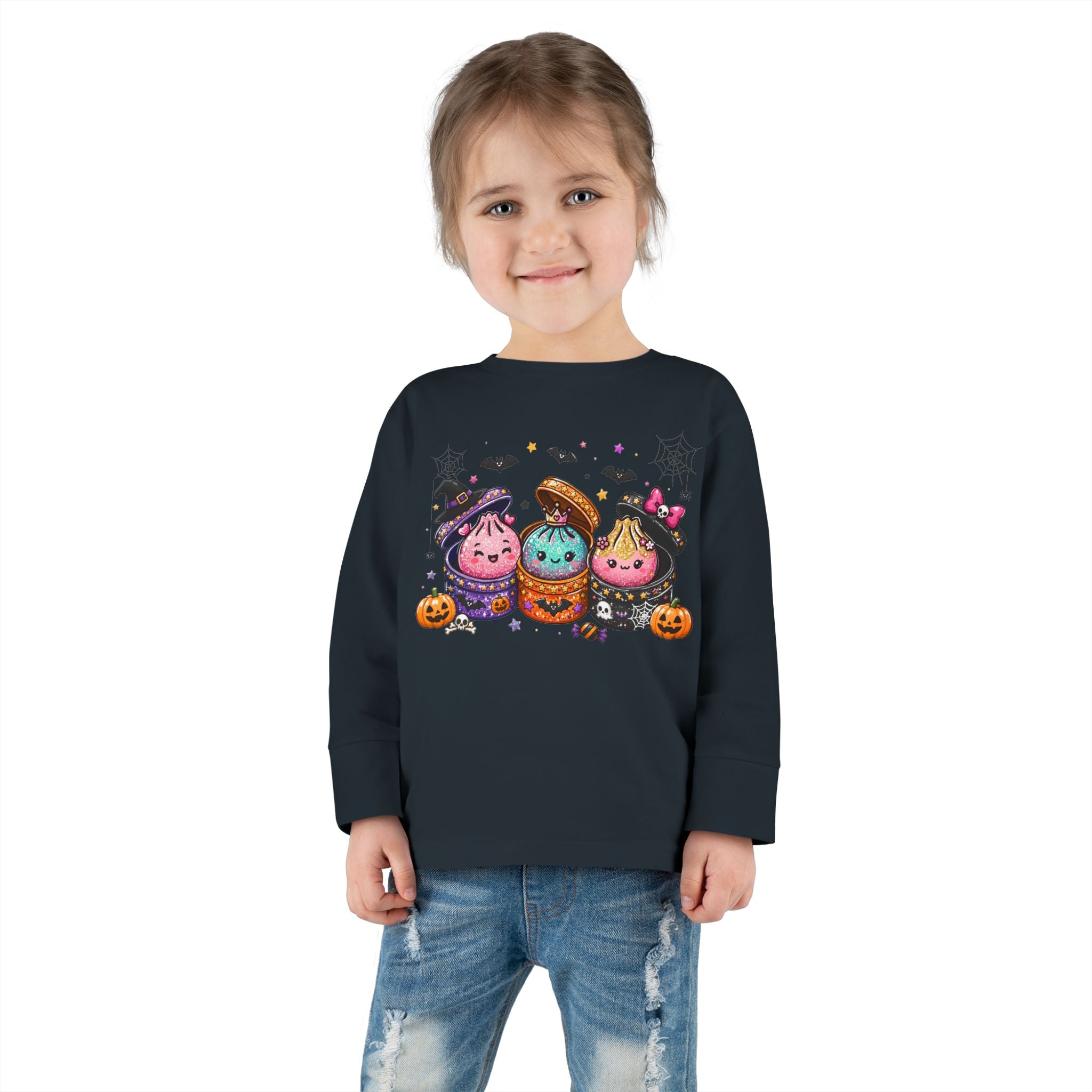 Toddler Long Sleeve Tee — Cute Halloween Cupcake Trio Costume Shirt