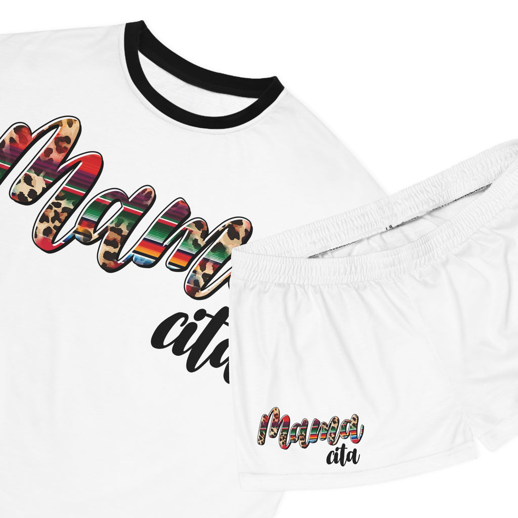 Mama Cita Pajama Set - Women's Short Sleepwear with Serape Leopard Script