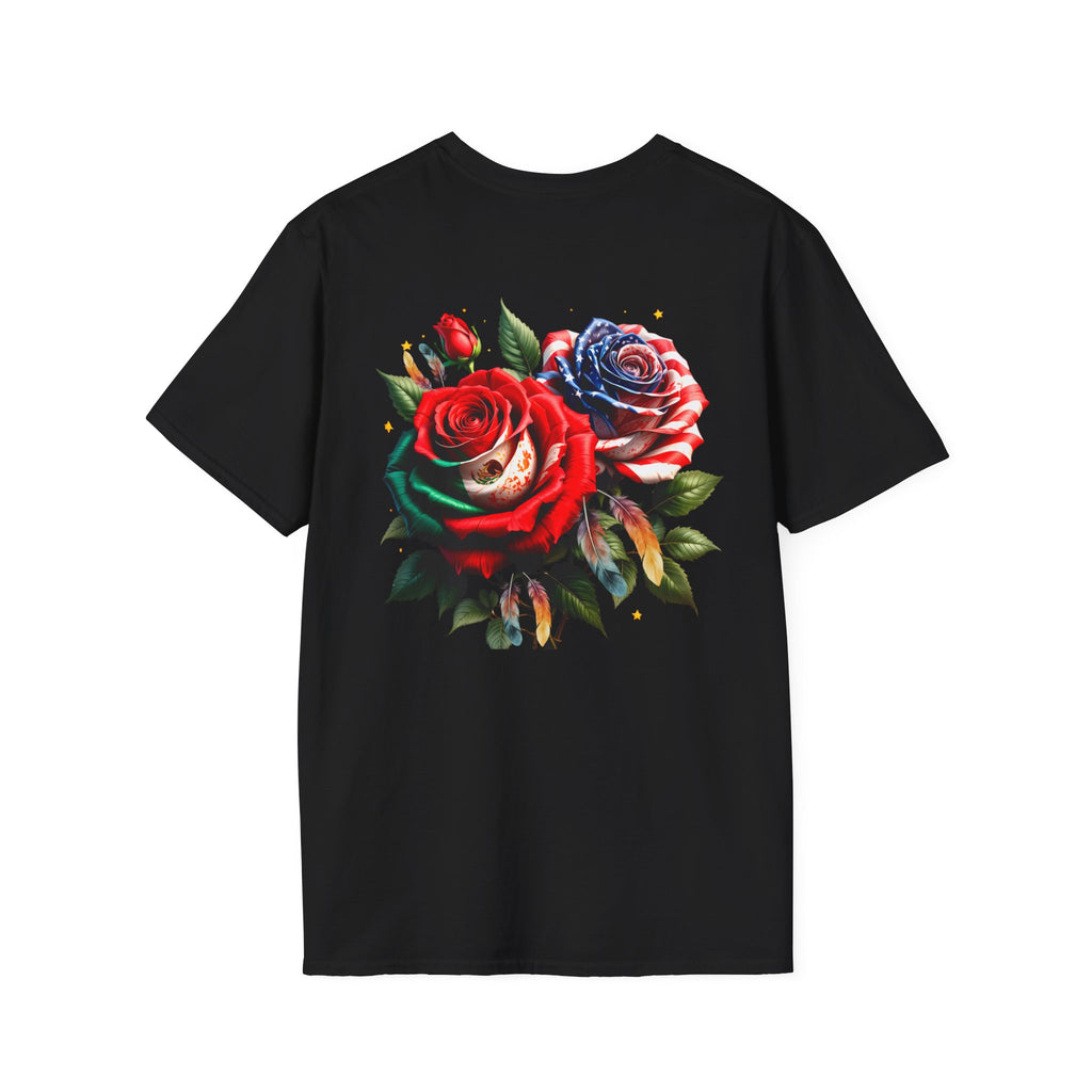 USA Mexico Flag T-Shirt — Small Crossed American & Mexican Flags Tee