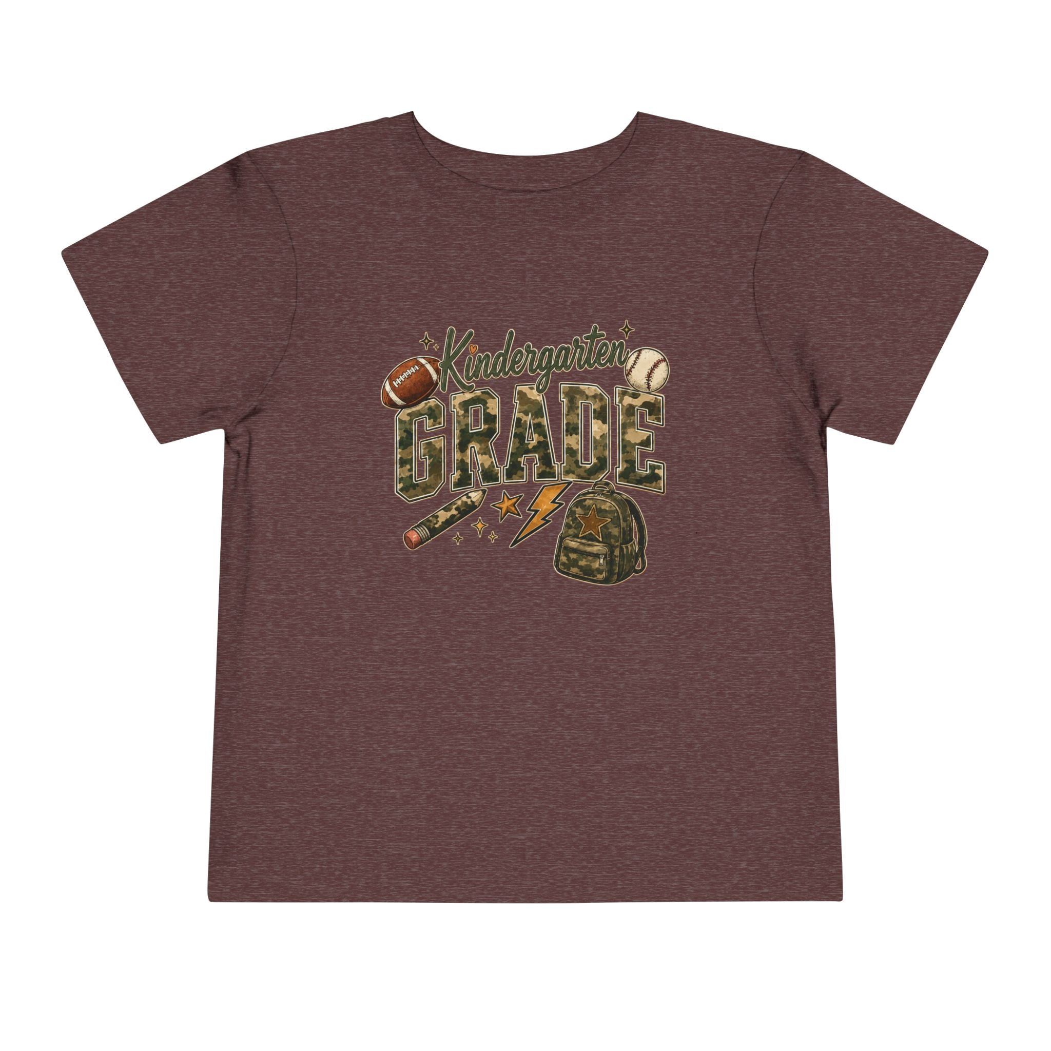 Kindergarten Grade Toddler Tee — Cute Back-to-School Football & Backpack Shirt