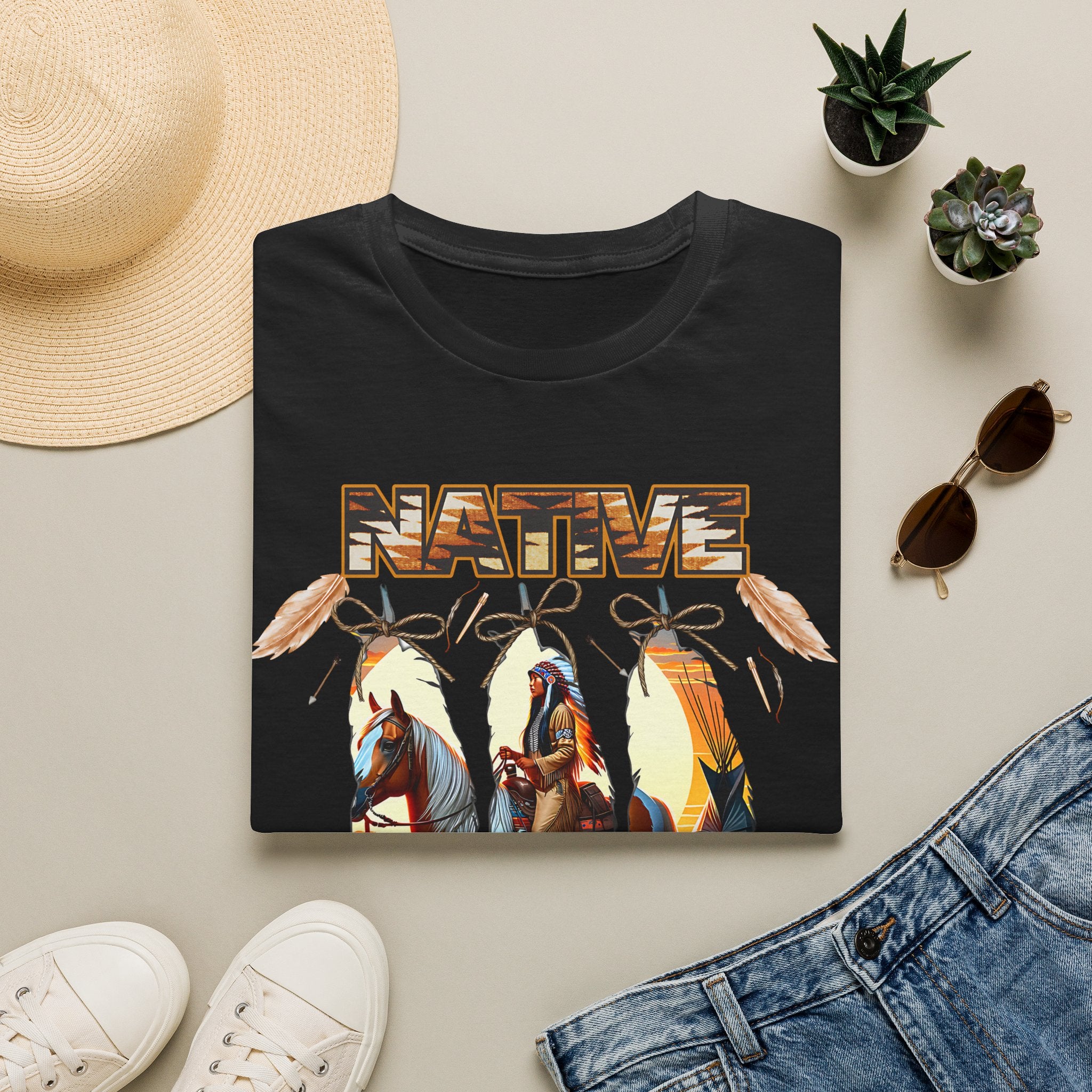 Native Proud T-Shirt — Tribal Feather Graphic Tee