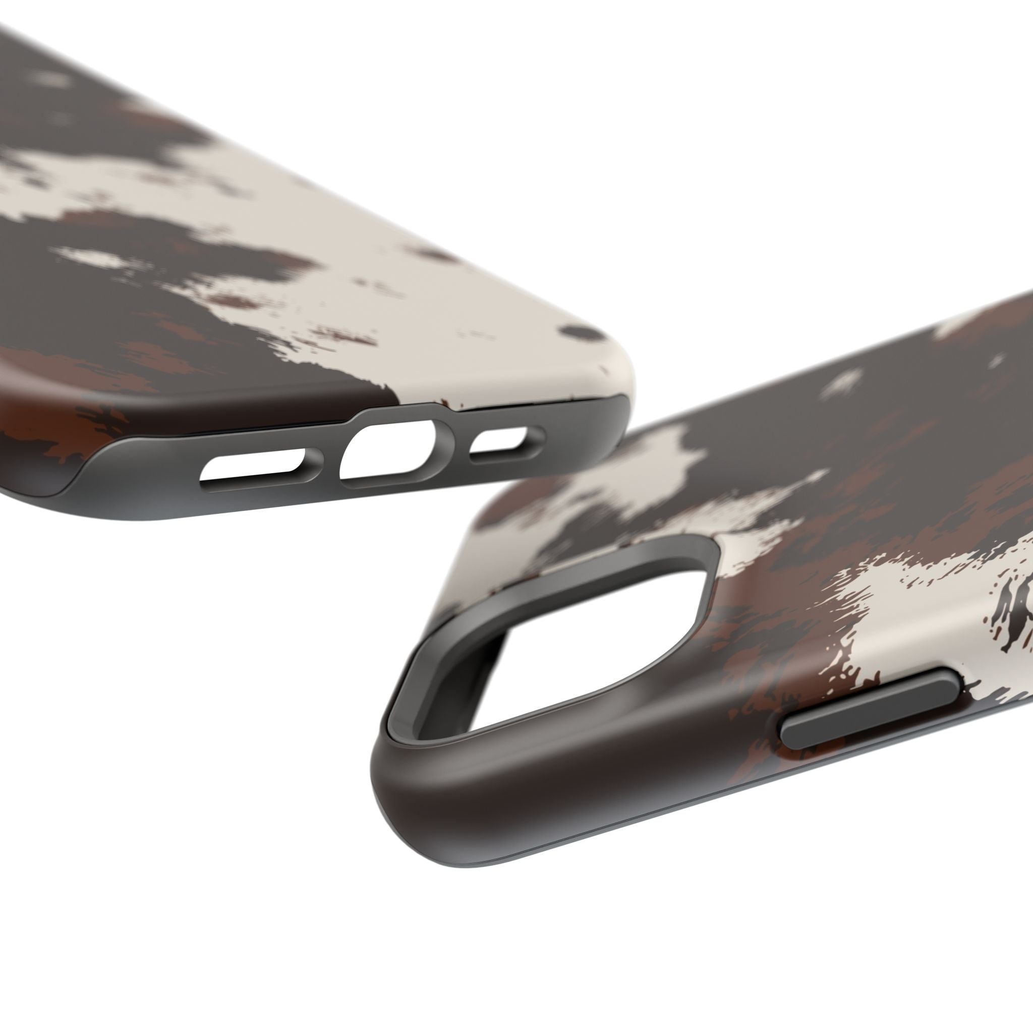 Cowhide Print Impact Phone Case — Brown & Cream Protective Cover