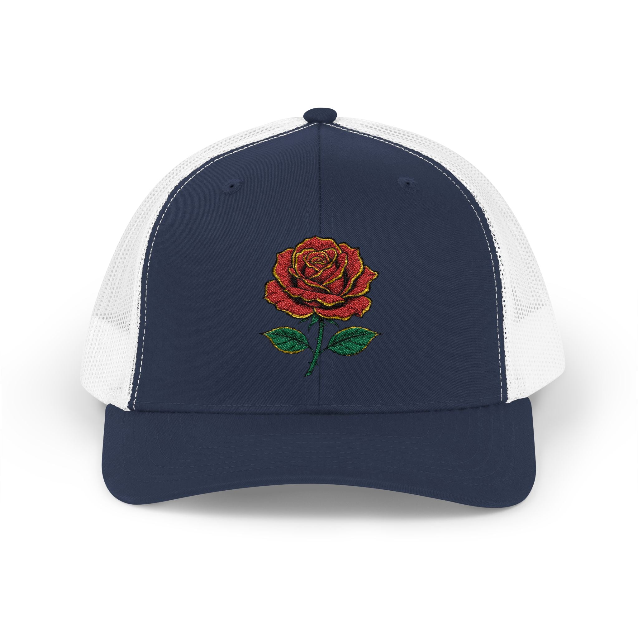 Embroidered Red Rose Trucker Cap