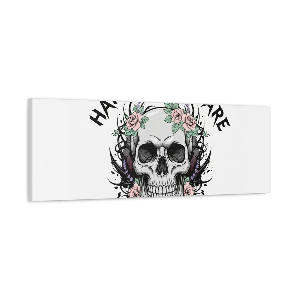 Harder Self-Care Skull Canvas | Heavy Metal Wellness, gothic wellness quote