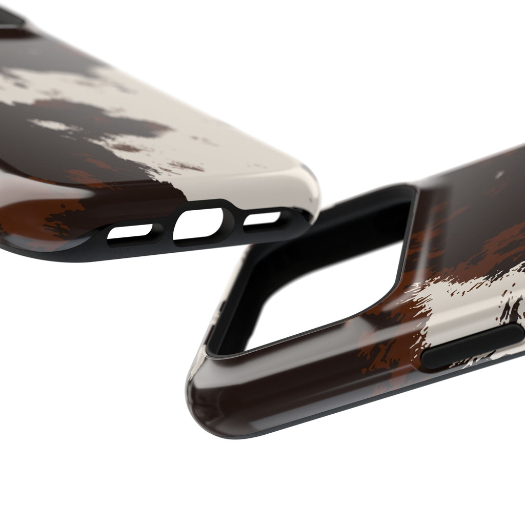 Cowhide Print Impact Phone Case — Brown & Cream Protective Cover