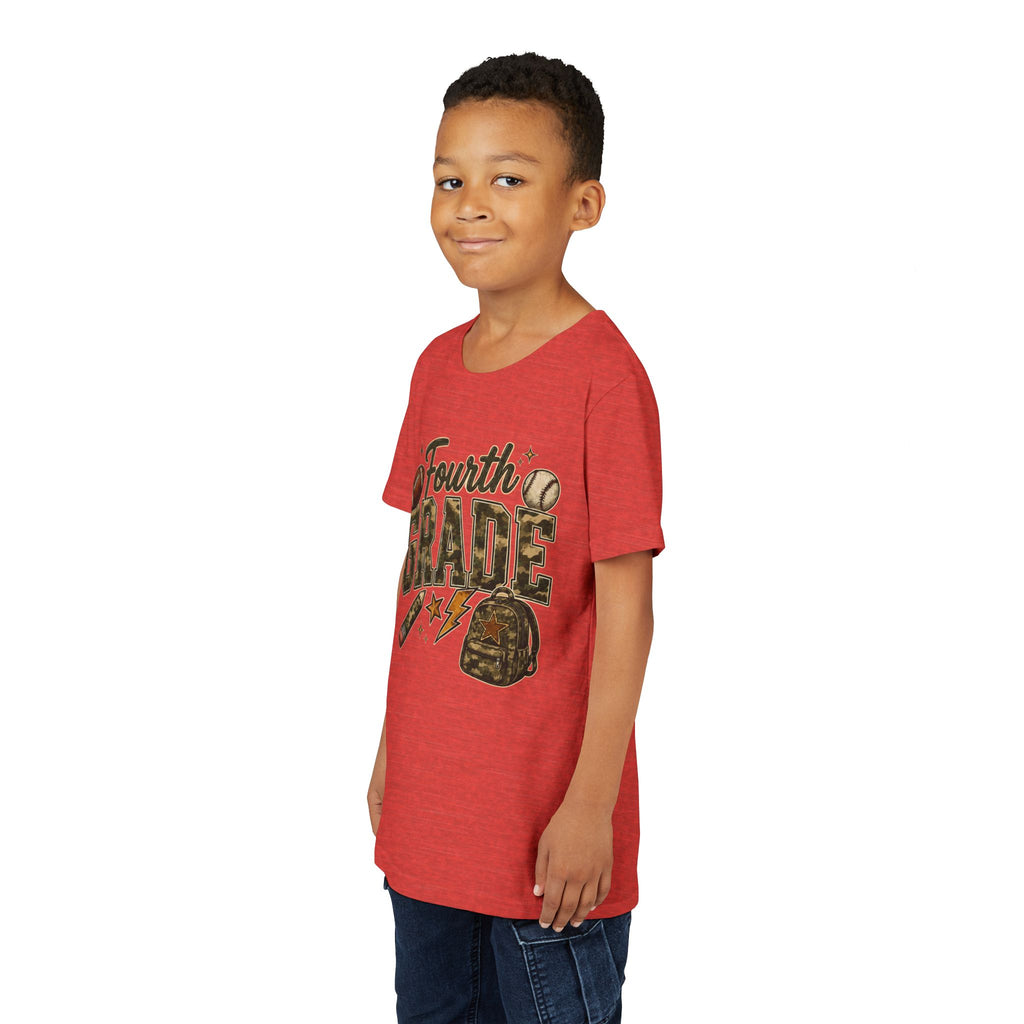 Fourth Grade Kids' T-Shirt – Back-to-School Sports & Backpack Design