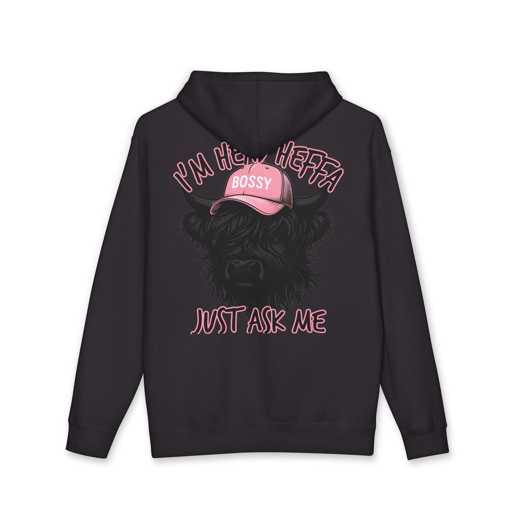 Bossy Heffa Hoodie — "I’m Her Heffa Just Ask Me" Highland Cow Pullover