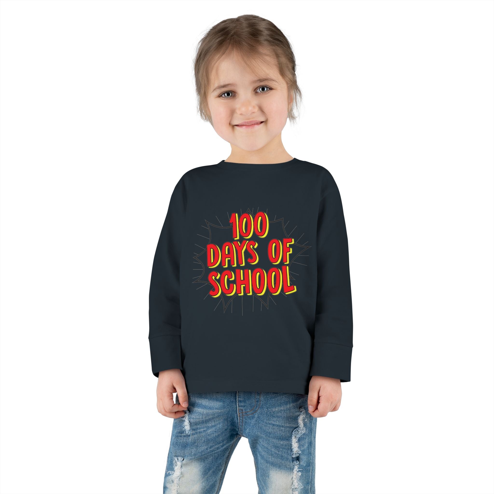 Toddler Long Sleeve Tee: "100 Days of School" Celebration Shirt