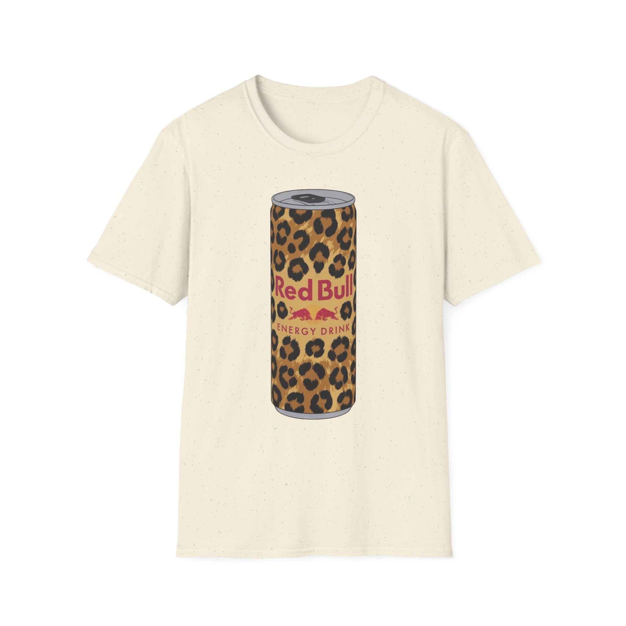Leopard Print Red Bull Can T‑Shirt — Energy Drink Graphic Tee