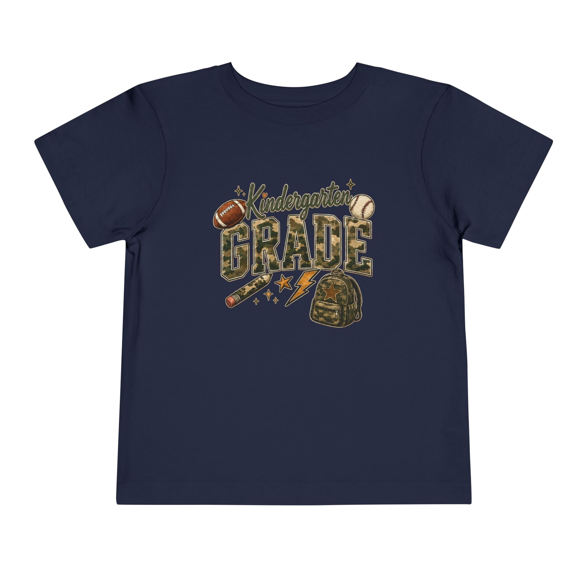 Kindergarten Grade Toddler Tee — Cute Back-to-School Football & Backpack Shirt