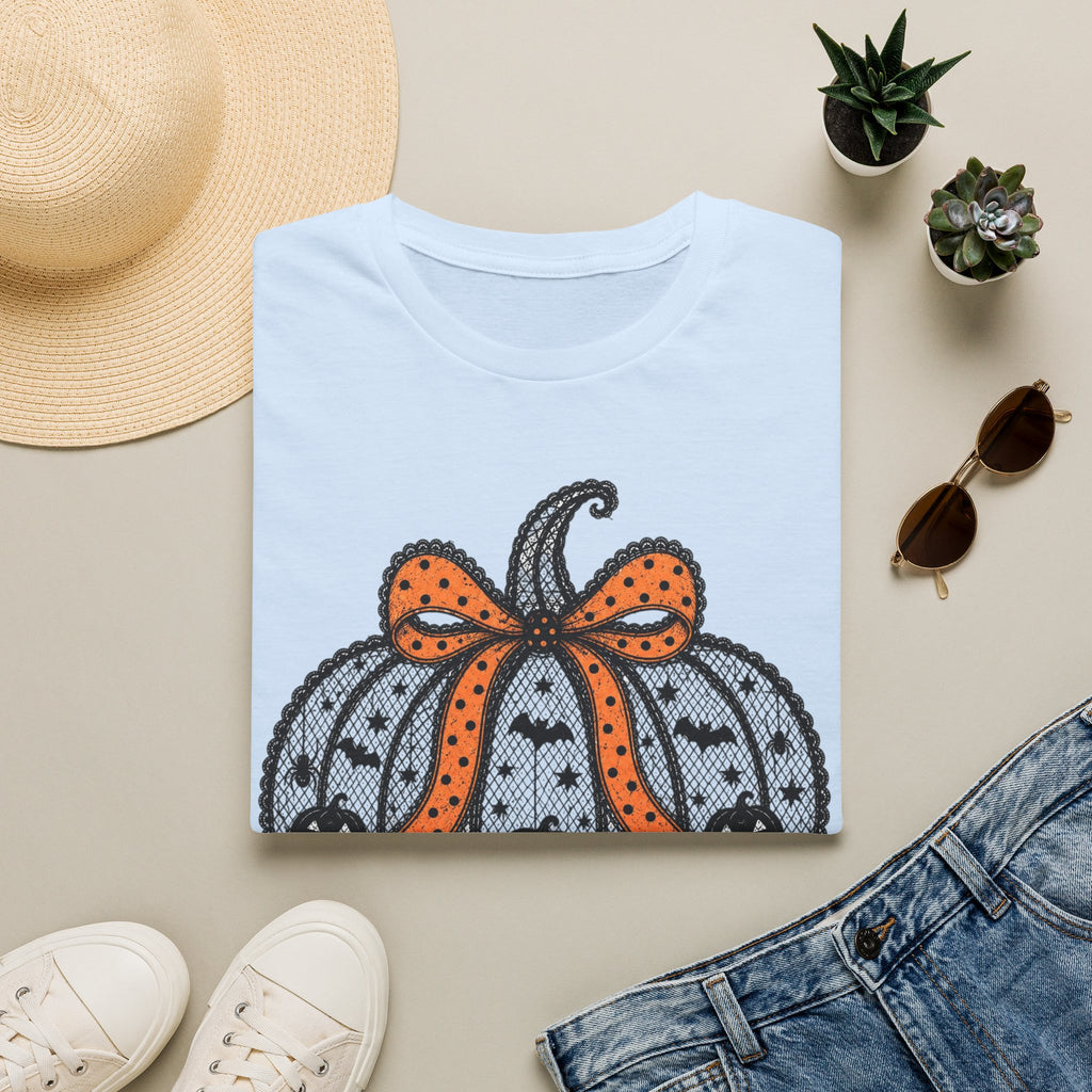 Halloween Pumpkin Bow T-Shirt — Cute Orange Polka Dot Pumpkin Tee