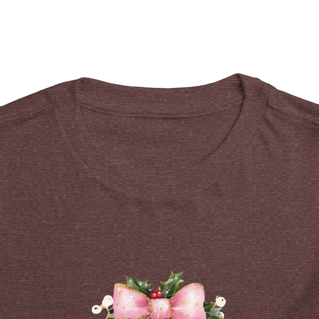 Toddler Christmas Tree Tee — Pink Bow Holiday Shirt