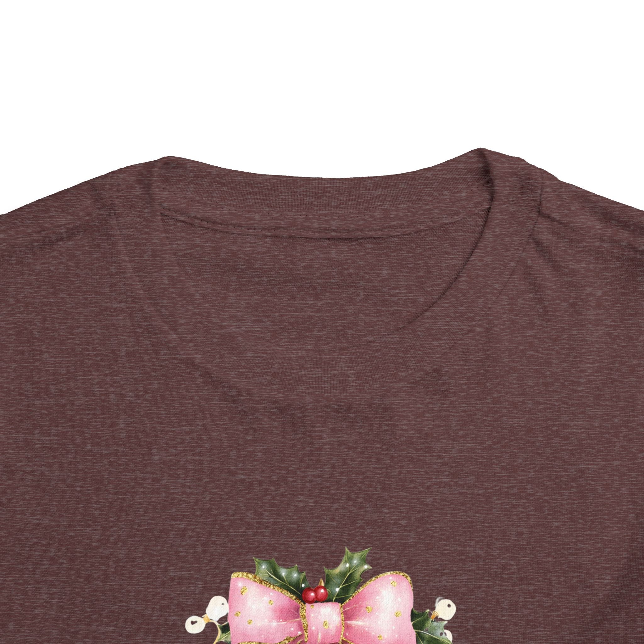 Toddler Christmas Tree Tee — Pink Bow Holiday Shirt